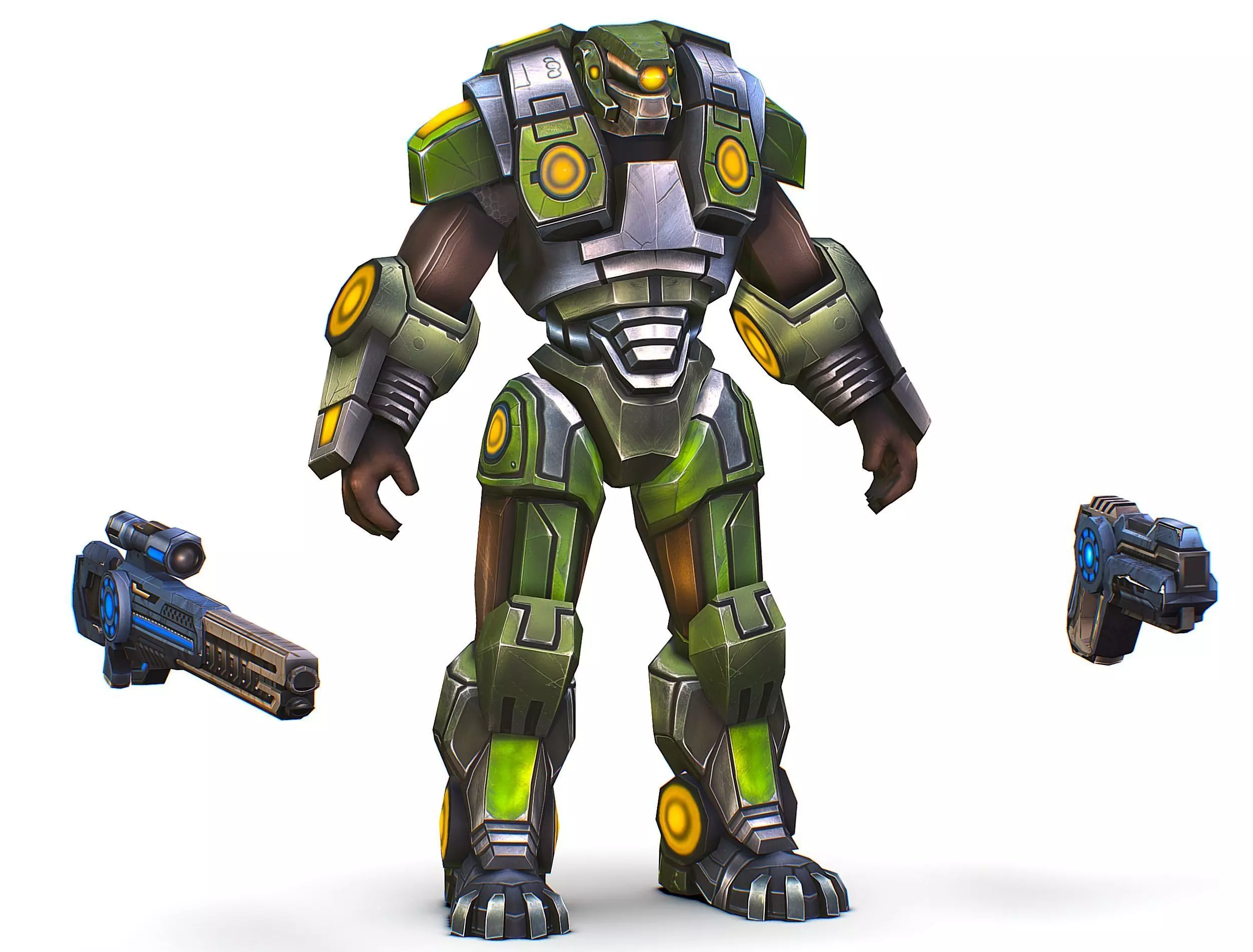 Cartoon Sci-Fi Cyborg Drone Heavy Sniper Soldier Low-poly 3D model_0