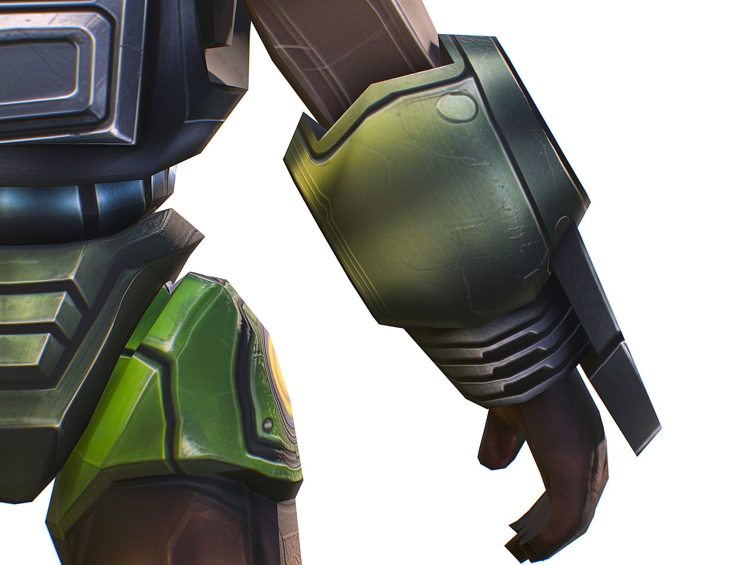 Cartoon Sci-Fi Cyborg Drone Heavy Sniper Soldier Low-poly 3D model_28