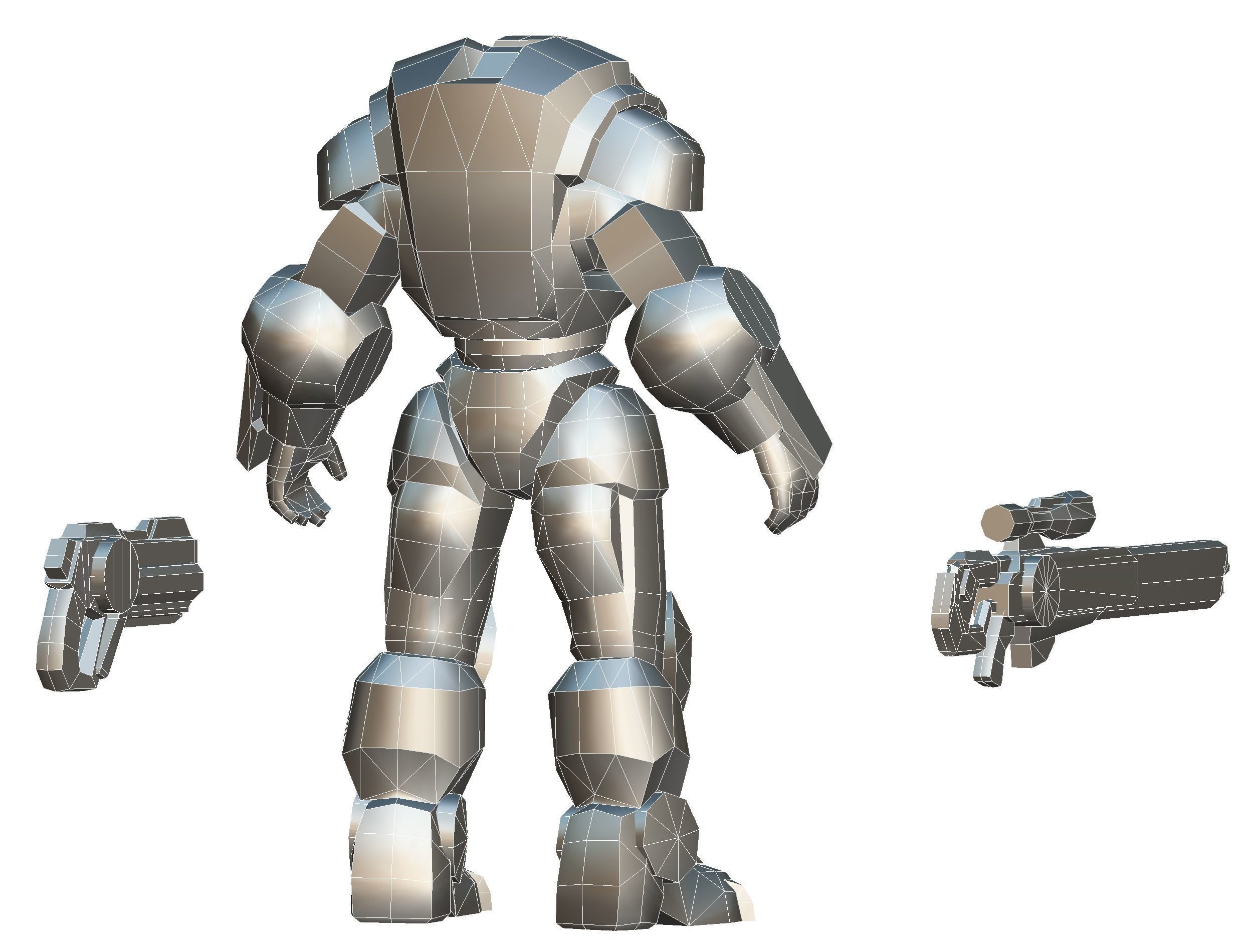 Cartoon Sci-Fi Cyborg Drone Heavy Sniper Soldier Low-poly 3D model_85