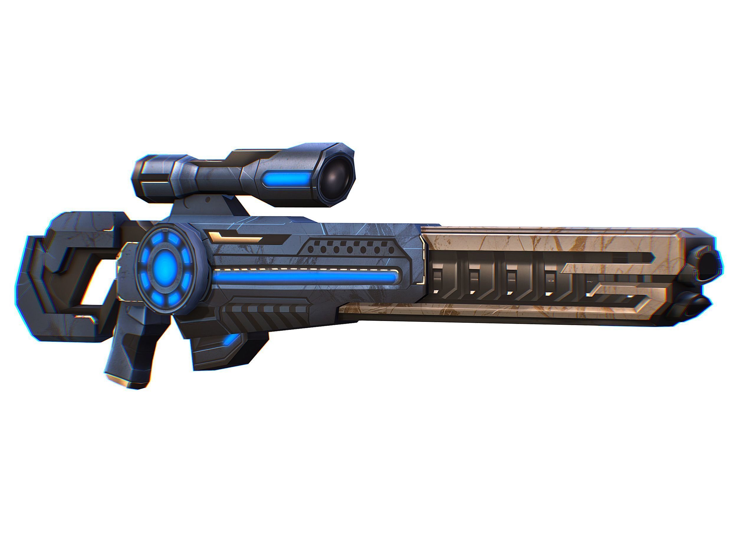 Cartoon Sci-Fi Cyborg Drone Heavy Sniper Soldier Low-poly 3D model_57