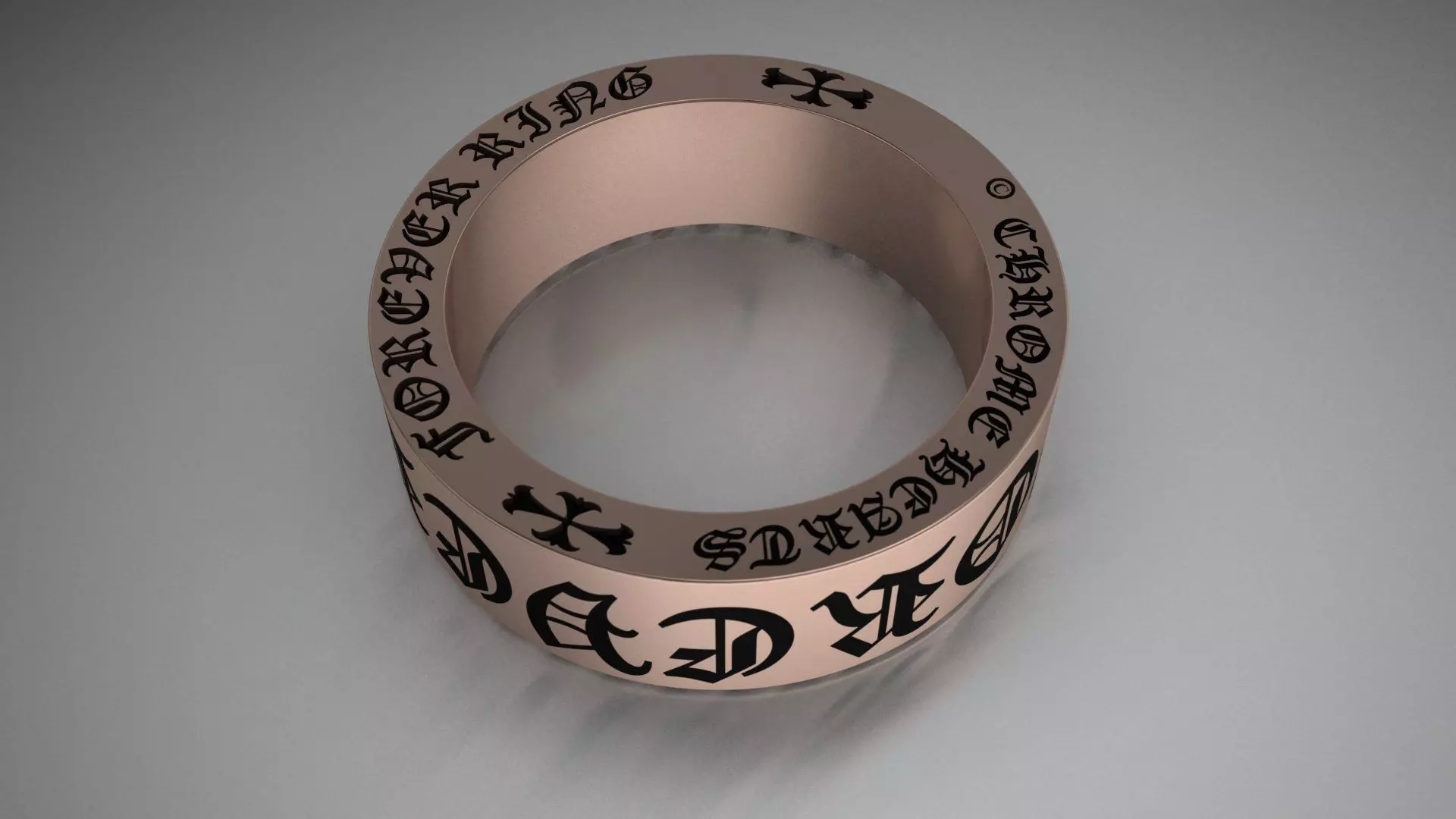 Chrome Hearts FoRever RING with the stones 3D print model 3D model