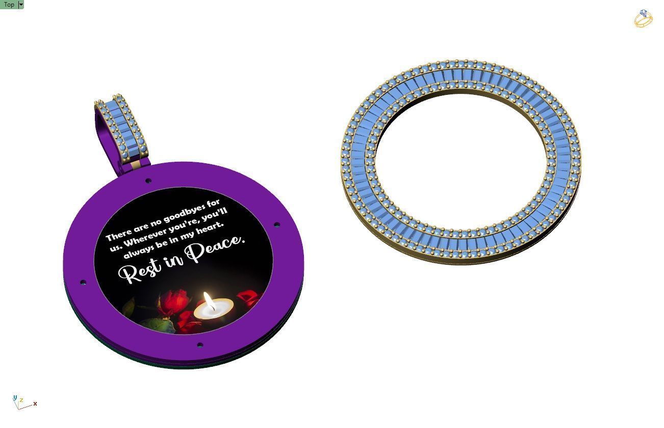 Custom  Picture Pendant  - Memory Picture diamond Necklace   3D print model_12