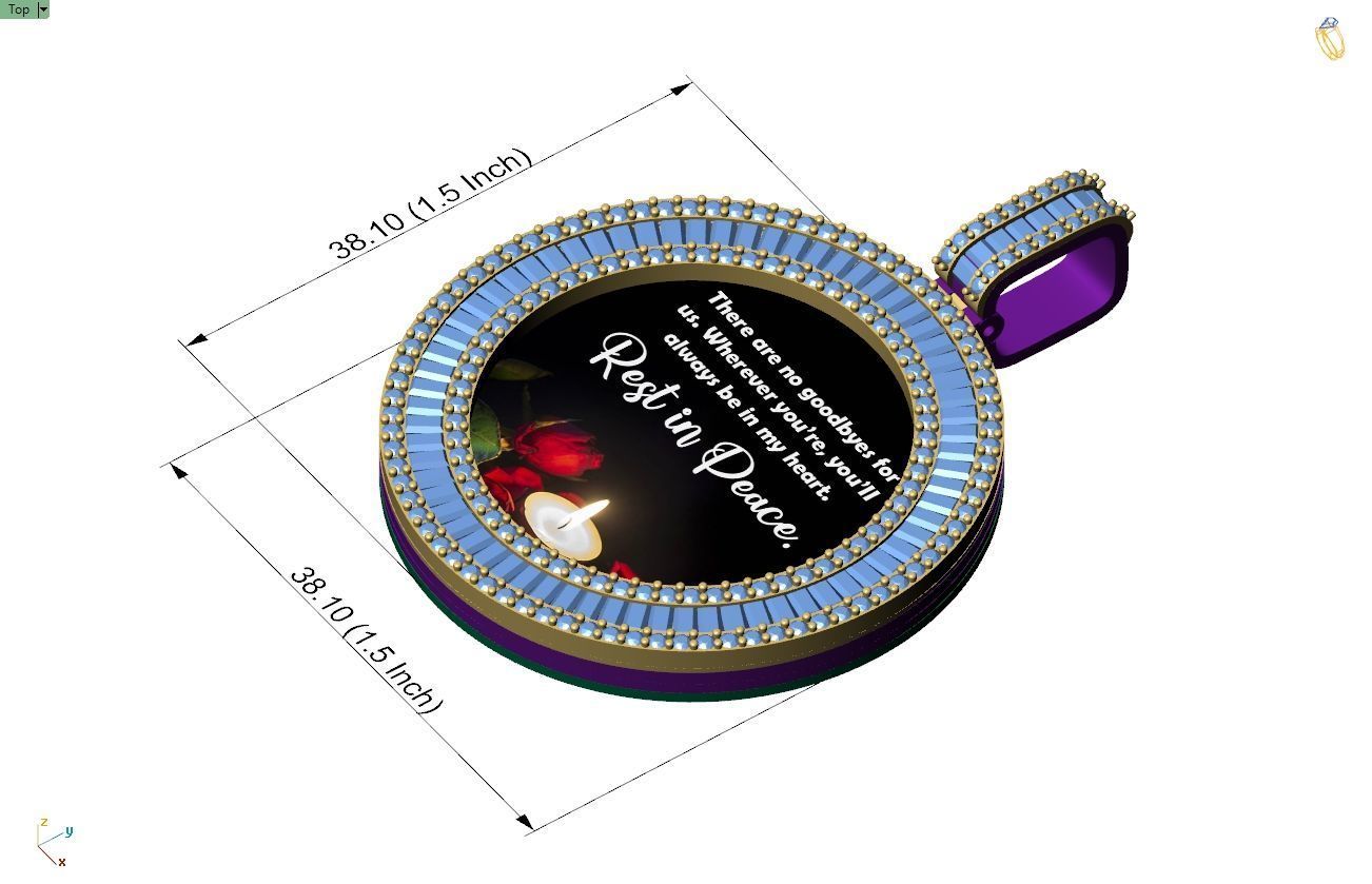 Custom  Picture Pendant  - Memory Picture diamond Necklace   3D print model_4