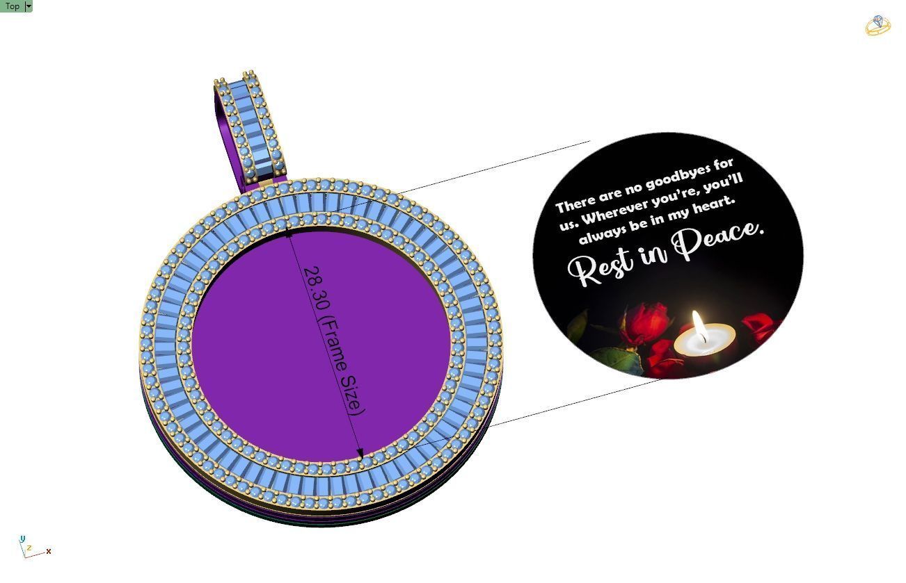 Custom  Picture Pendant  - Memory Picture diamond Necklace   3D print model_11