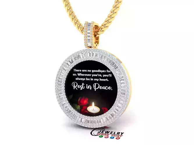 Custom  Picture Pendant  - Memory Picture diamond Necklace   3D print model