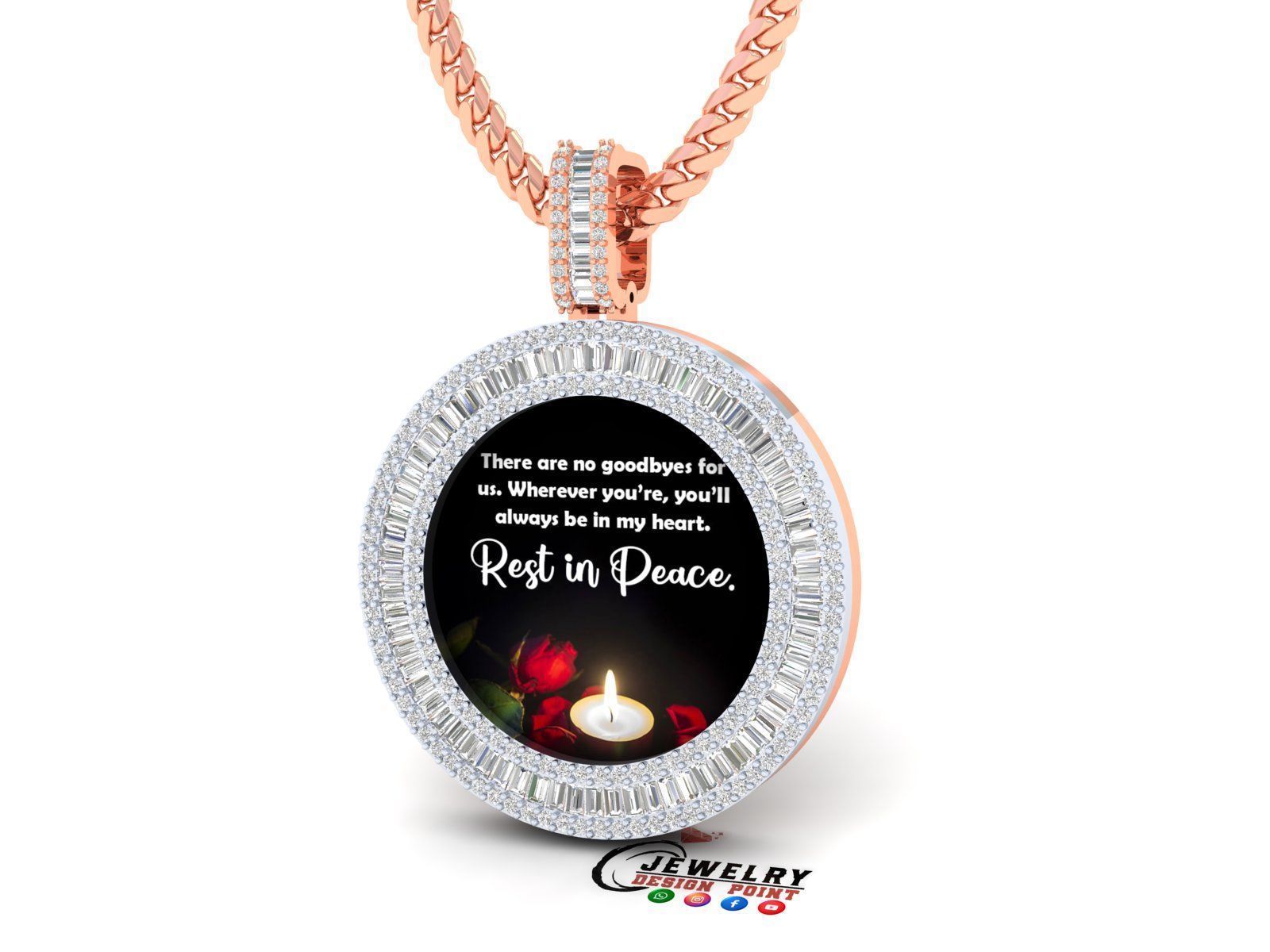 Custom  Picture Pendant  - Memory Picture diamond Necklace   3D print model_3