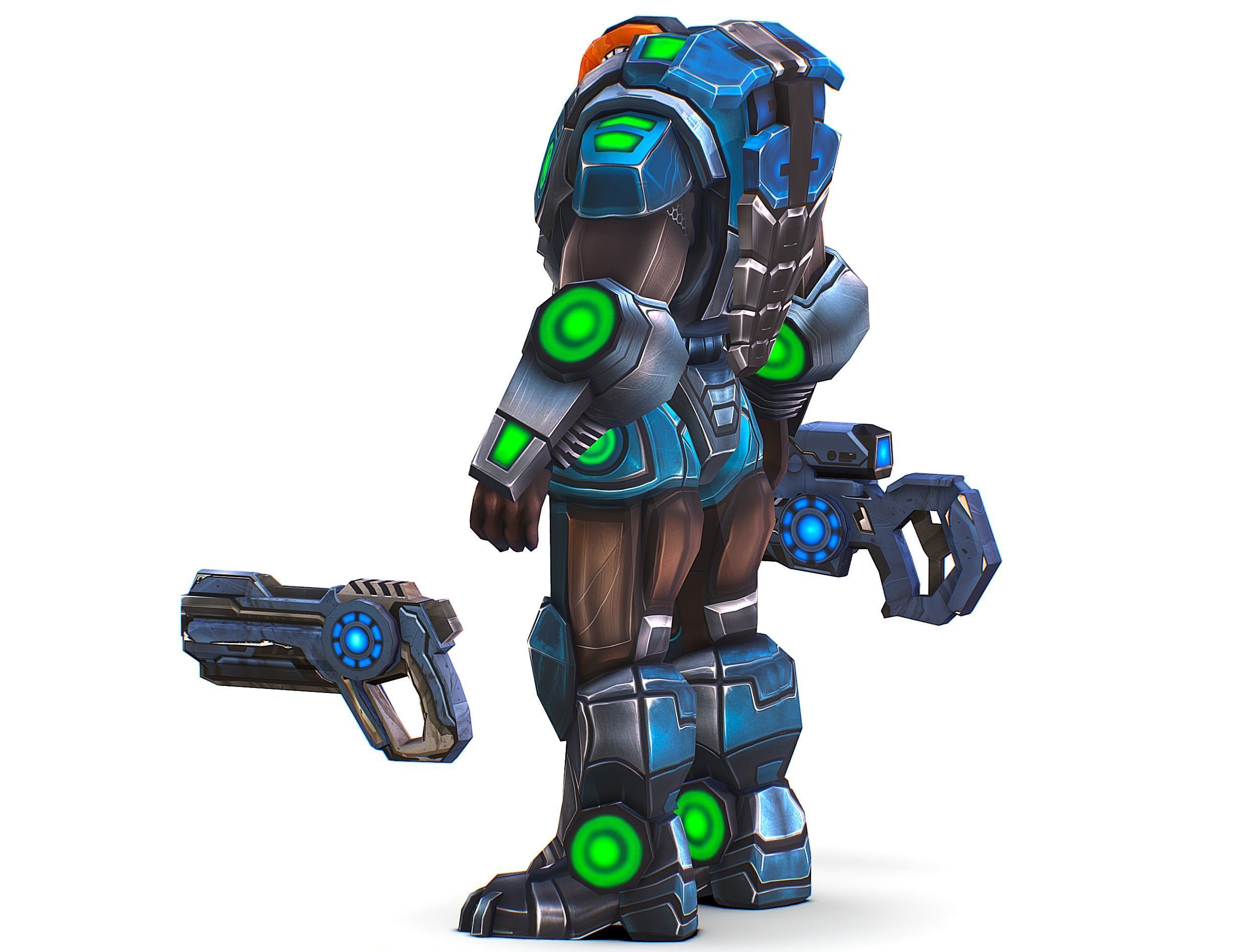 Cartoon Sci-Fi Cyborg Drone Trooper Soldier Low-poly 3D model_7