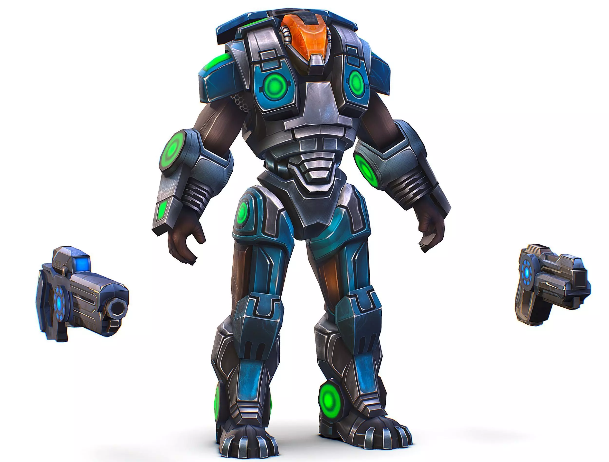 Cartoon Sci-Fi Cyborg Drone Trooper Soldier Low-poly 3D model_0