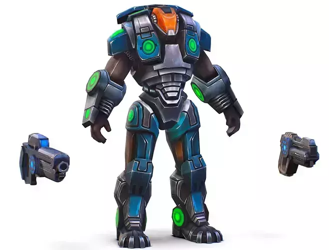 Cartoon Sci-Fi Cyborg Drone Trooper Soldier Low-poly 3D model Cartoon Sci-Fi Cyborg Drone Trooper Soldier Low-poly 3D model