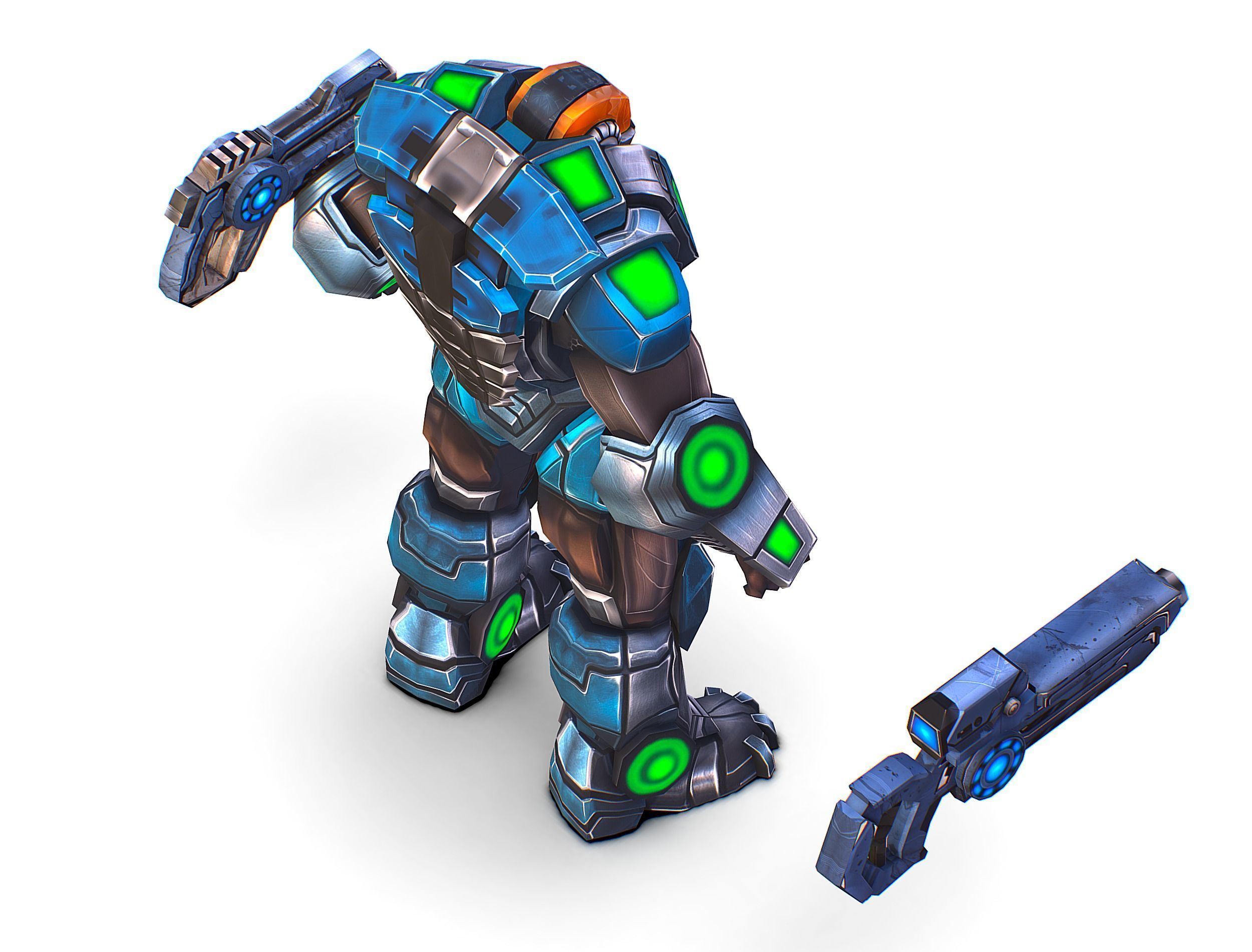 Cartoon Sci-Fi Cyborg Drone Trooper Soldier Low-poly 3D model_37