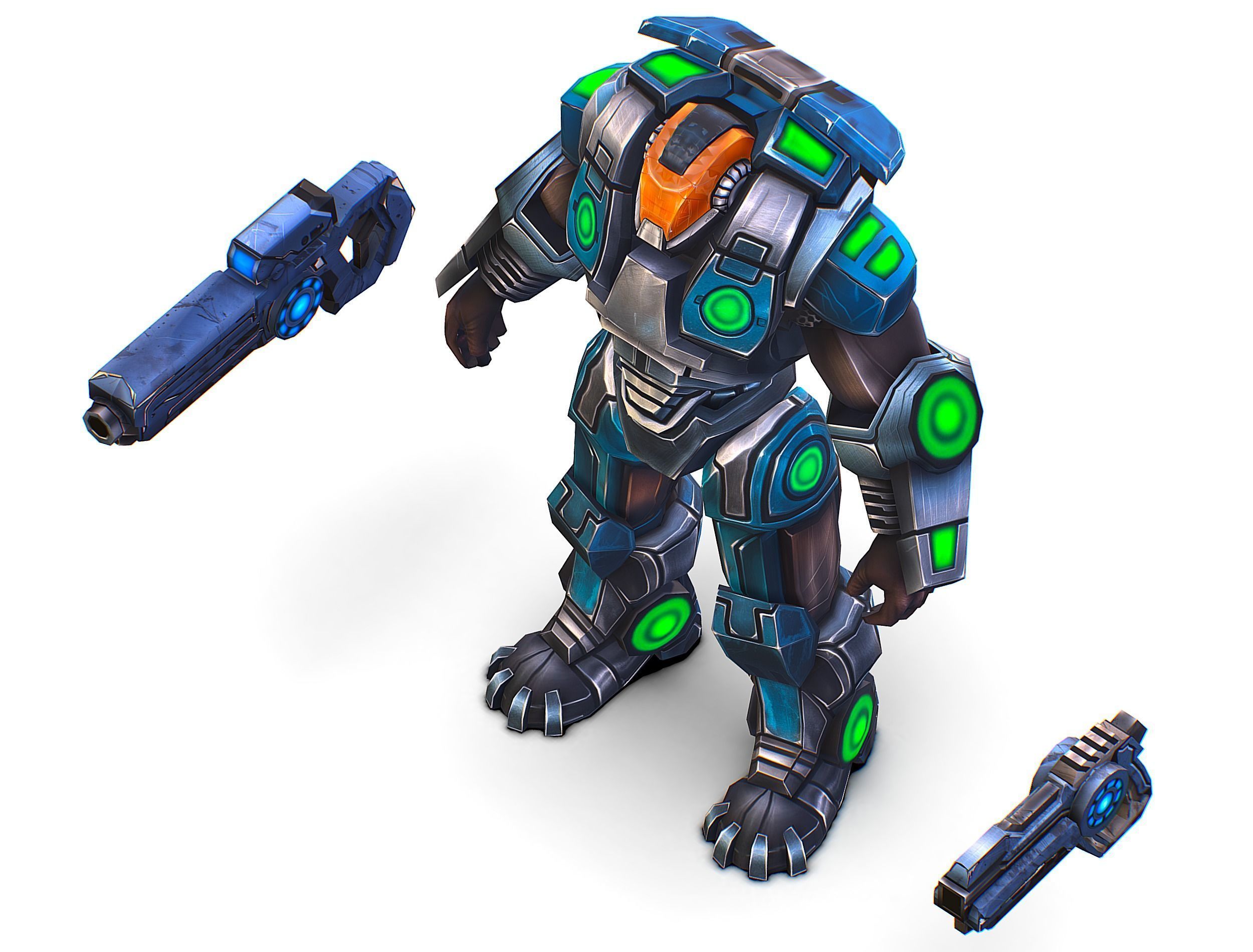 Cartoon Sci-Fi Cyborg Drone Trooper Soldier Low-poly 3D model_35