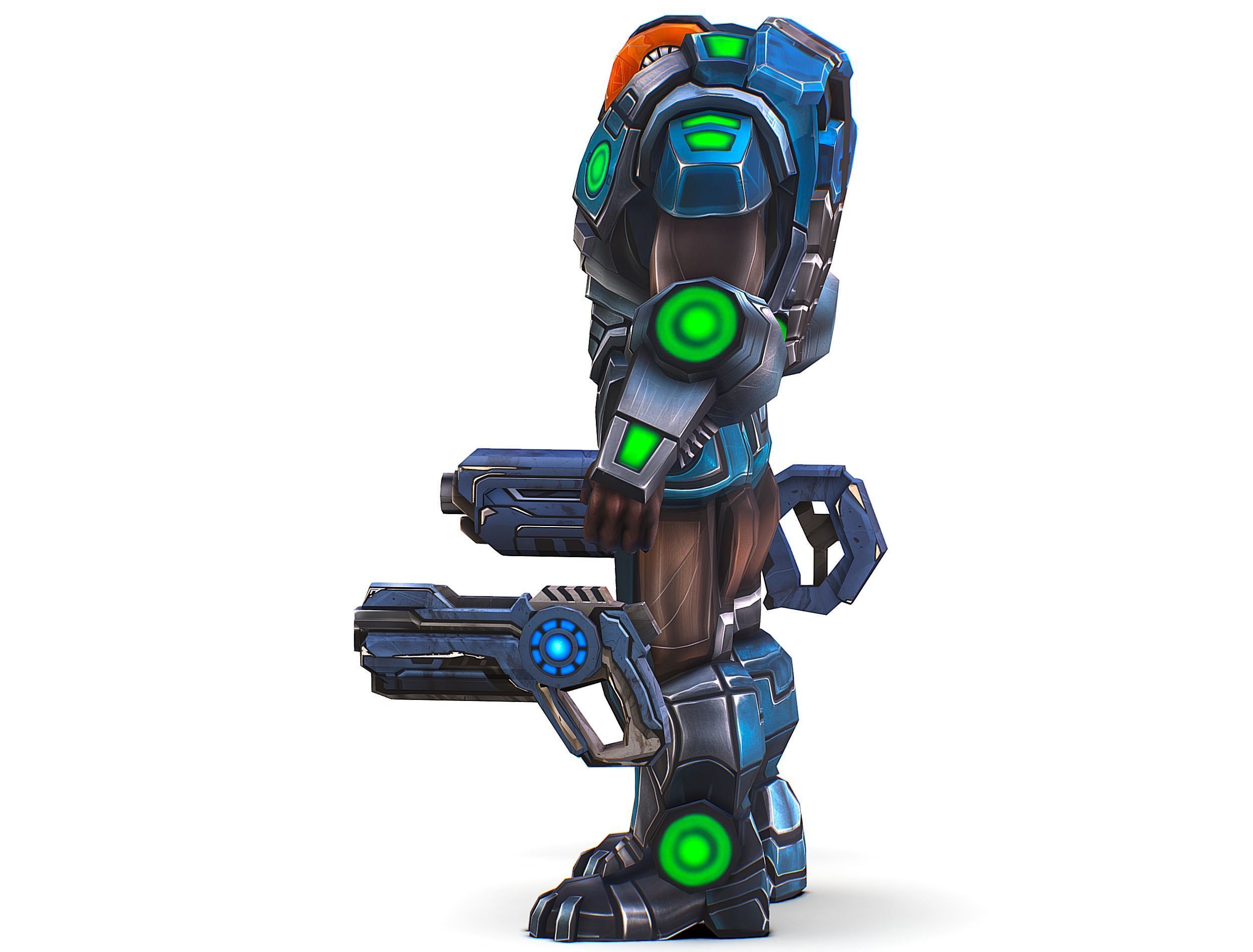 Cartoon Sci-Fi Cyborg Drone Trooper Soldier Low-poly 3D model_6