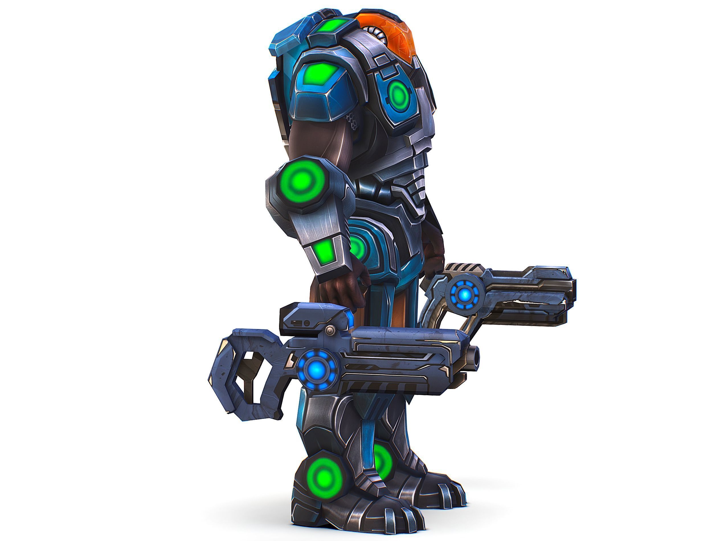 Cartoon Sci-Fi Cyborg Drone Trooper Soldier Low-poly 3D model_14