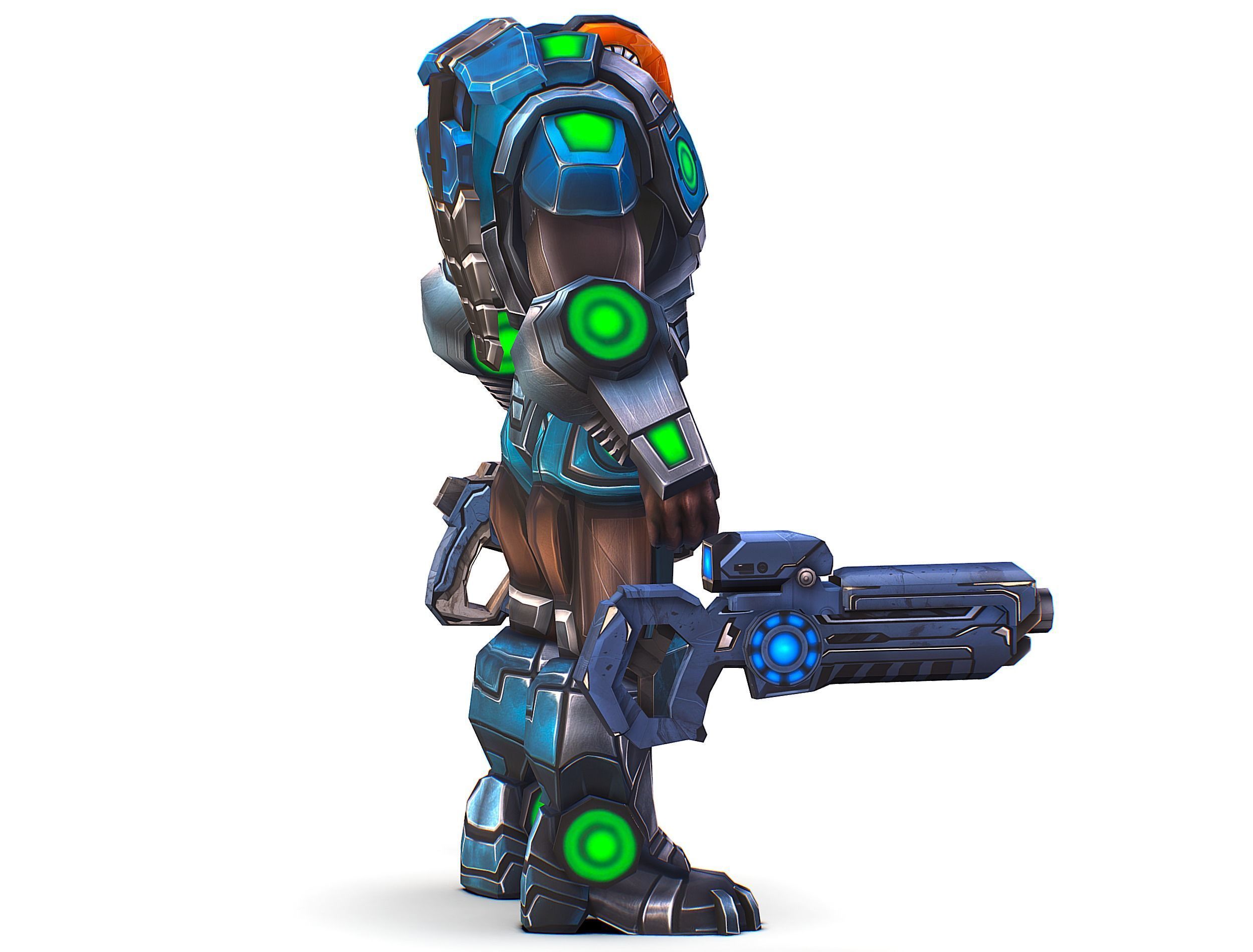 Cartoon Sci-Fi Cyborg Drone Trooper Soldier Low-poly 3D model_13