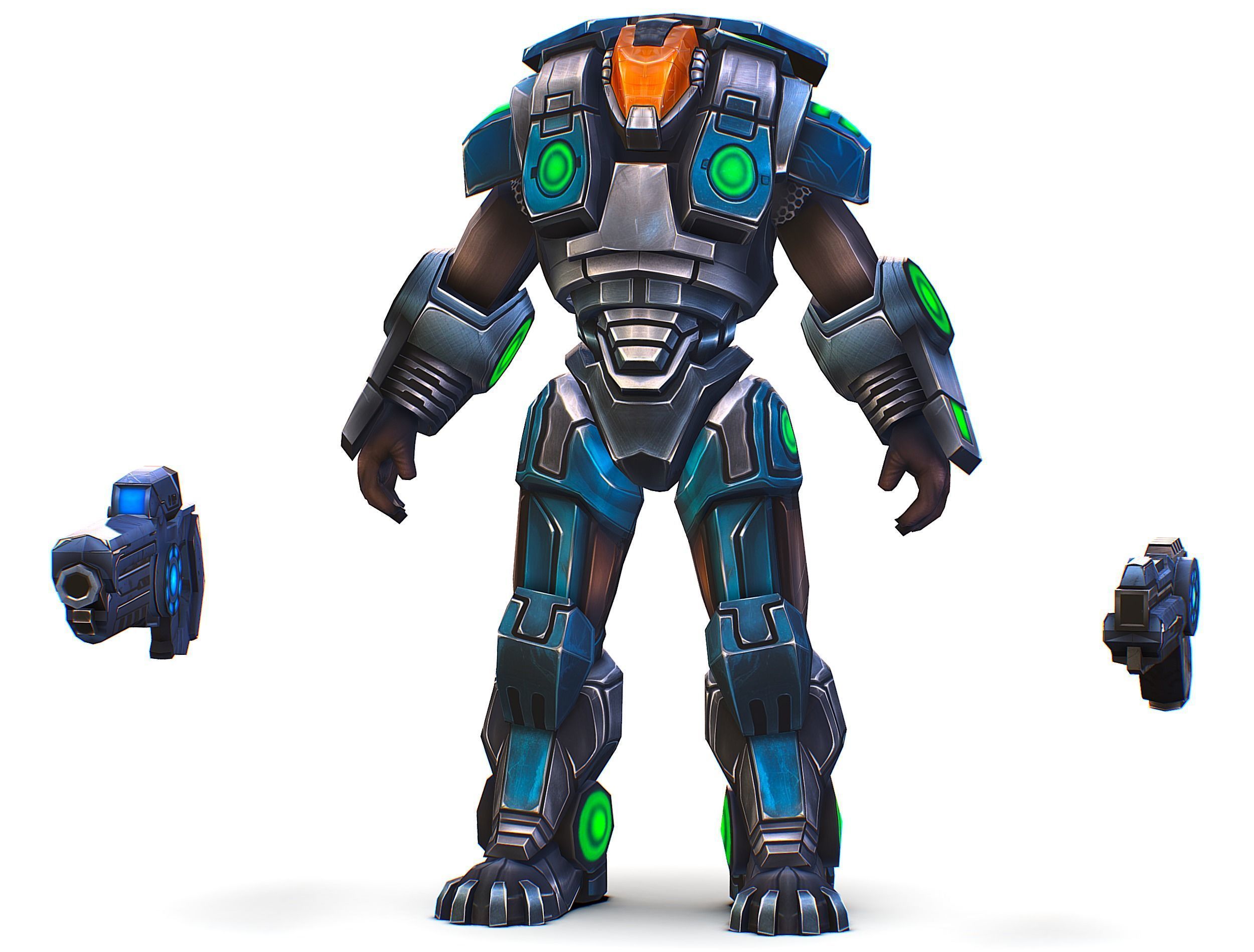 Cartoon Sci-Fi Cyborg Drone Trooper Soldier Low-poly 3D model_2