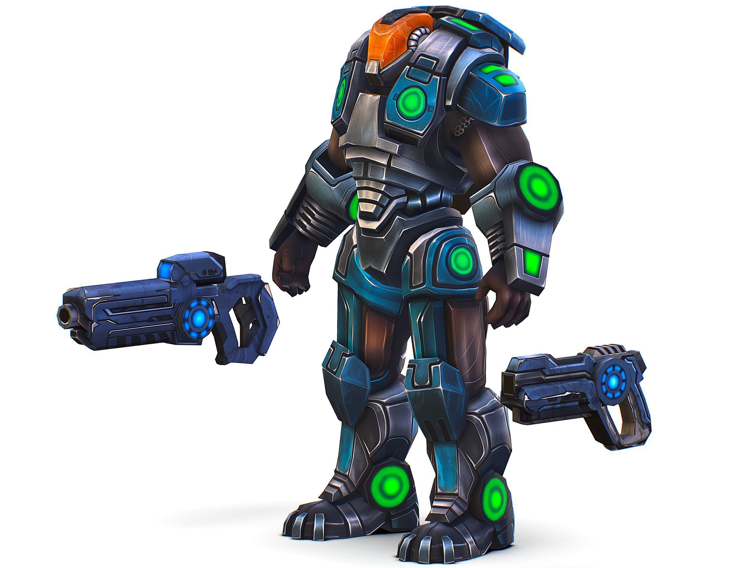 Cartoon Sci-Fi Cyborg Drone Trooper Soldier Low-poly 3D model_4