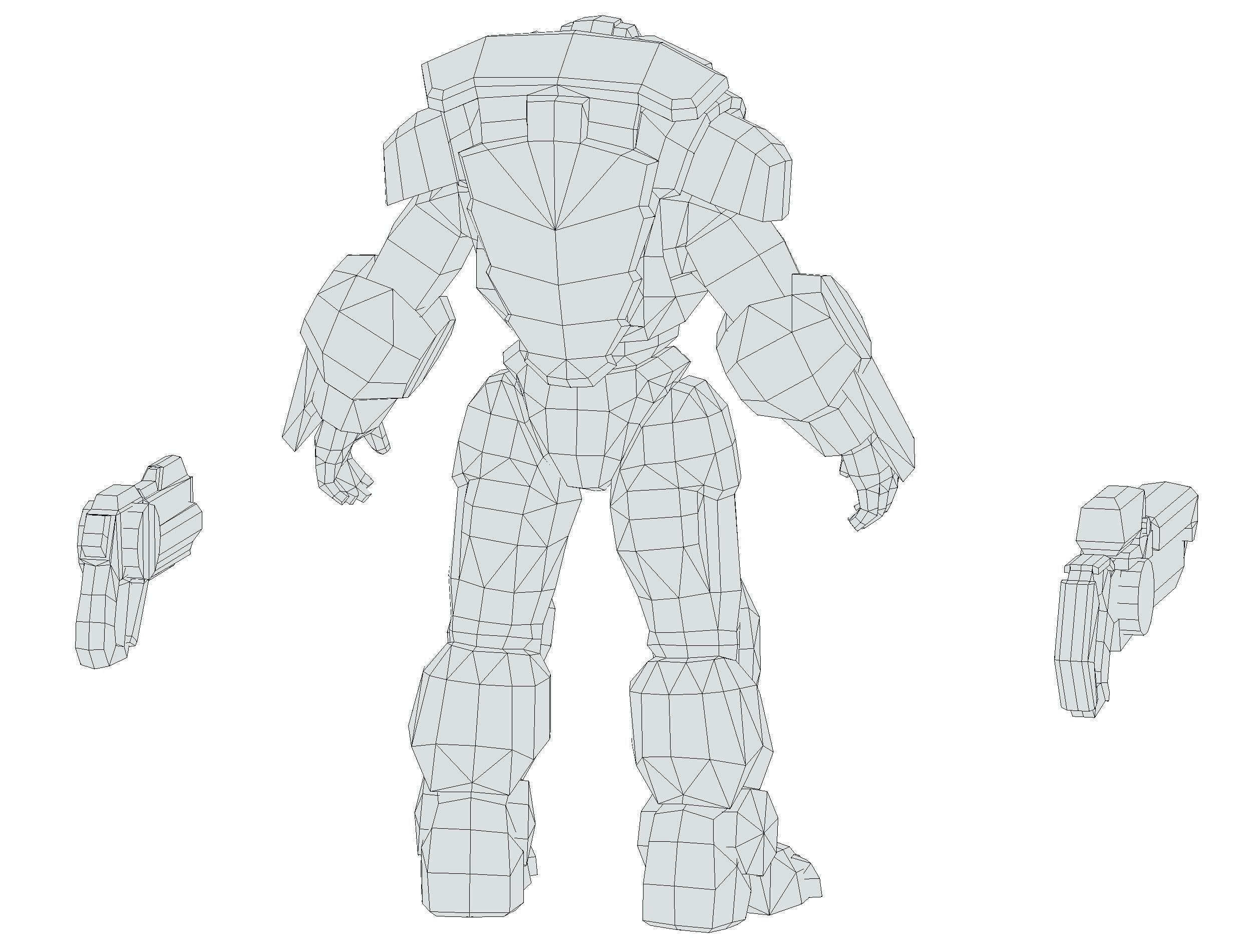 Cartoon Sci-Fi Cyborg Drone Trooper Soldier Low-poly 3D model_84