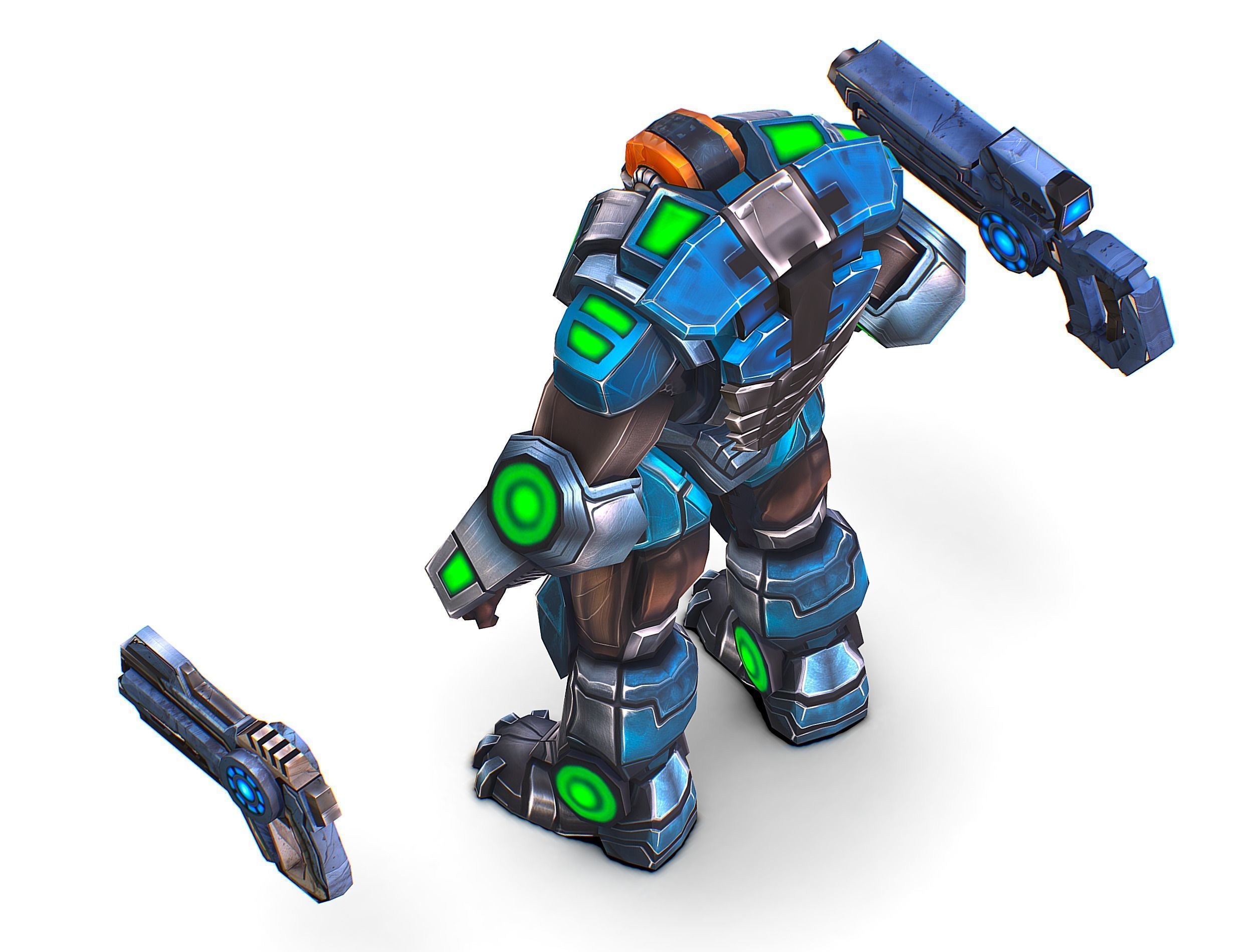 Cartoon Sci-Fi Cyborg Drone Trooper Soldier Low-poly 3D model_36