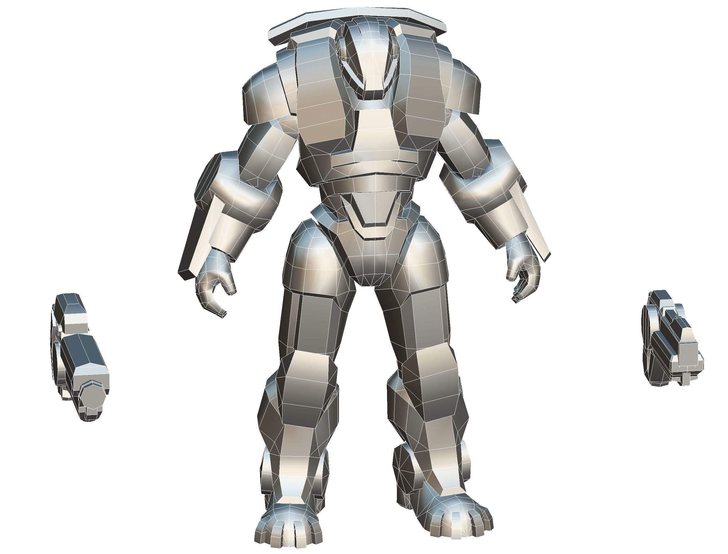 Cartoon Sci-Fi Cyborg Drone Trooper Soldier Low-poly 3D model_78