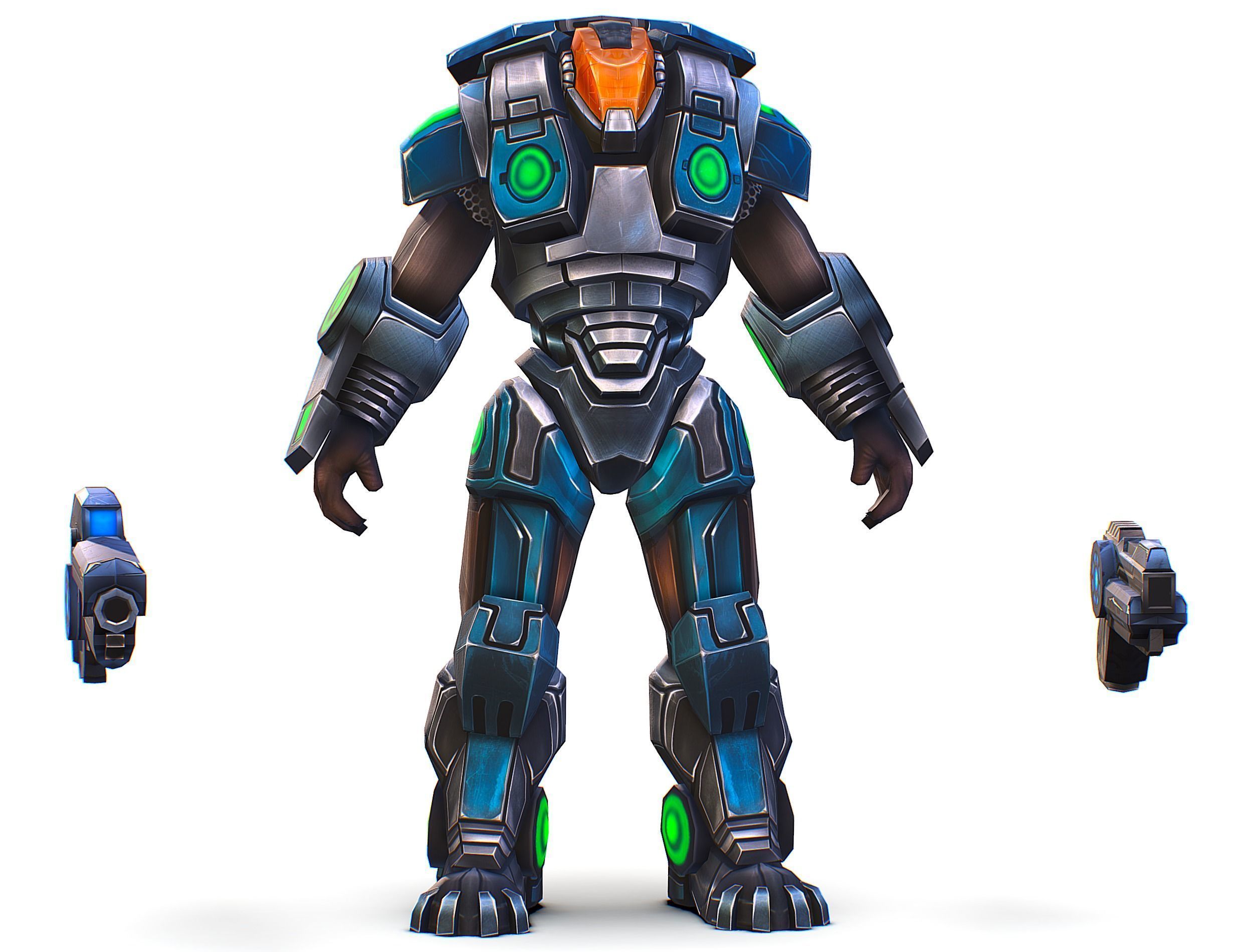 Cartoon Sci-Fi Cyborg Drone Trooper Soldier Low-poly 3D model_1