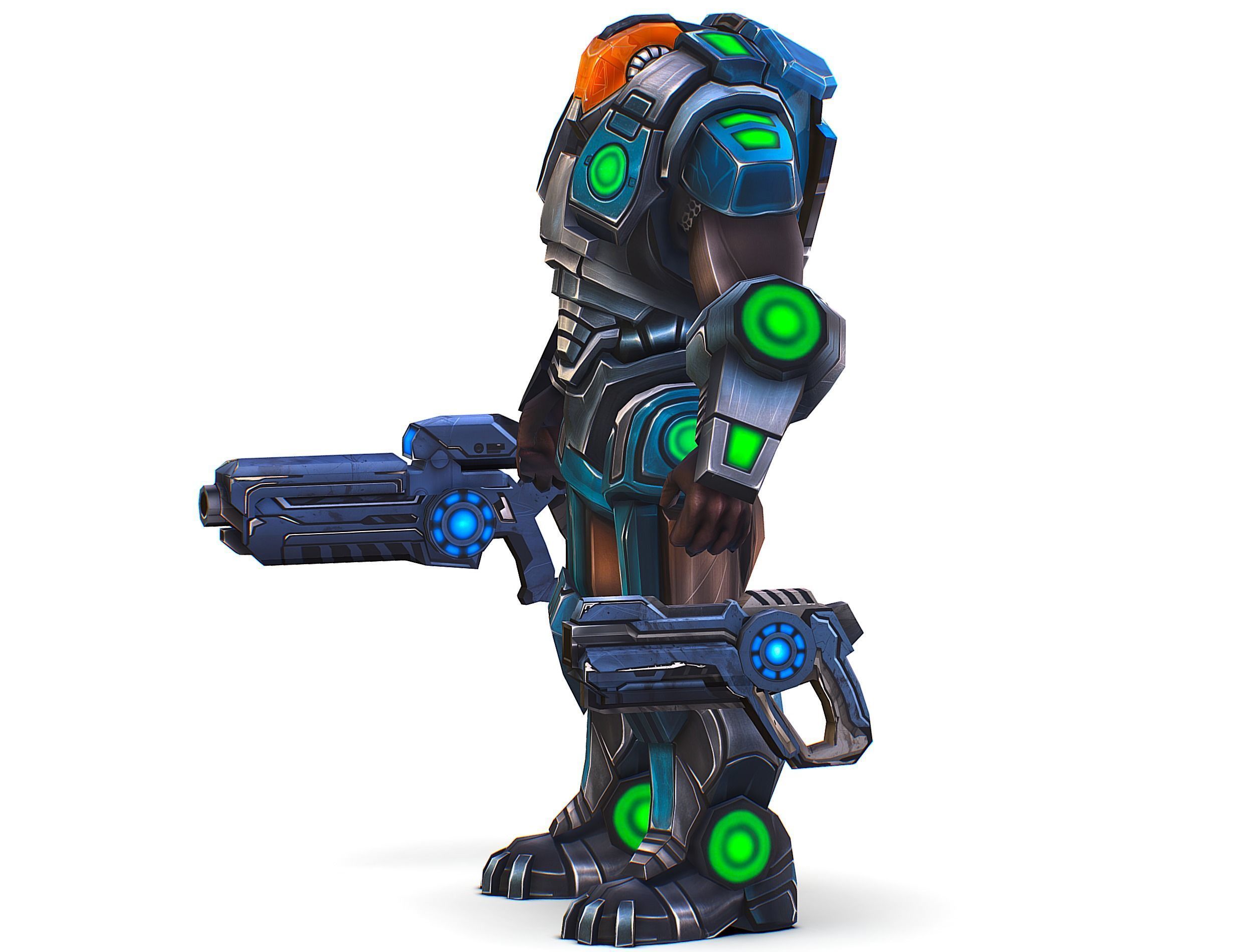 Cartoon Sci-Fi Cyborg Drone Trooper Soldier Low-poly 3D model_5