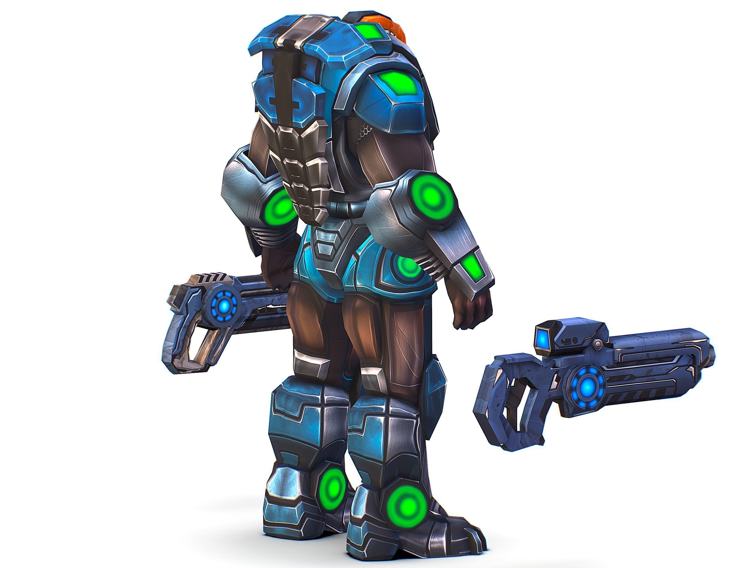 Cartoon Sci-Fi Cyborg Drone Trooper Soldier Low-poly 3D model_12