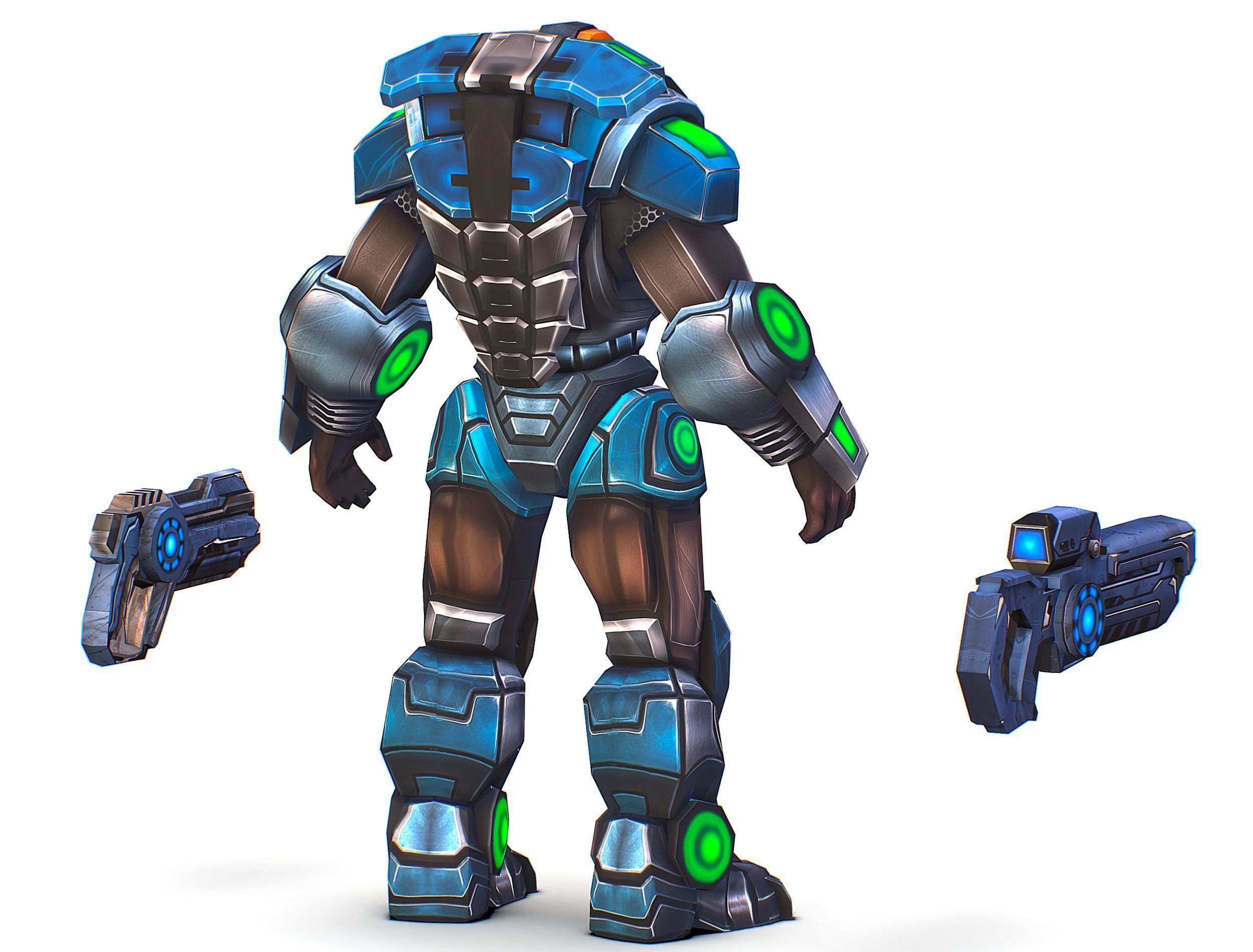 Cartoon Sci-Fi Cyborg Drone Trooper Soldier Low-poly 3D model_11