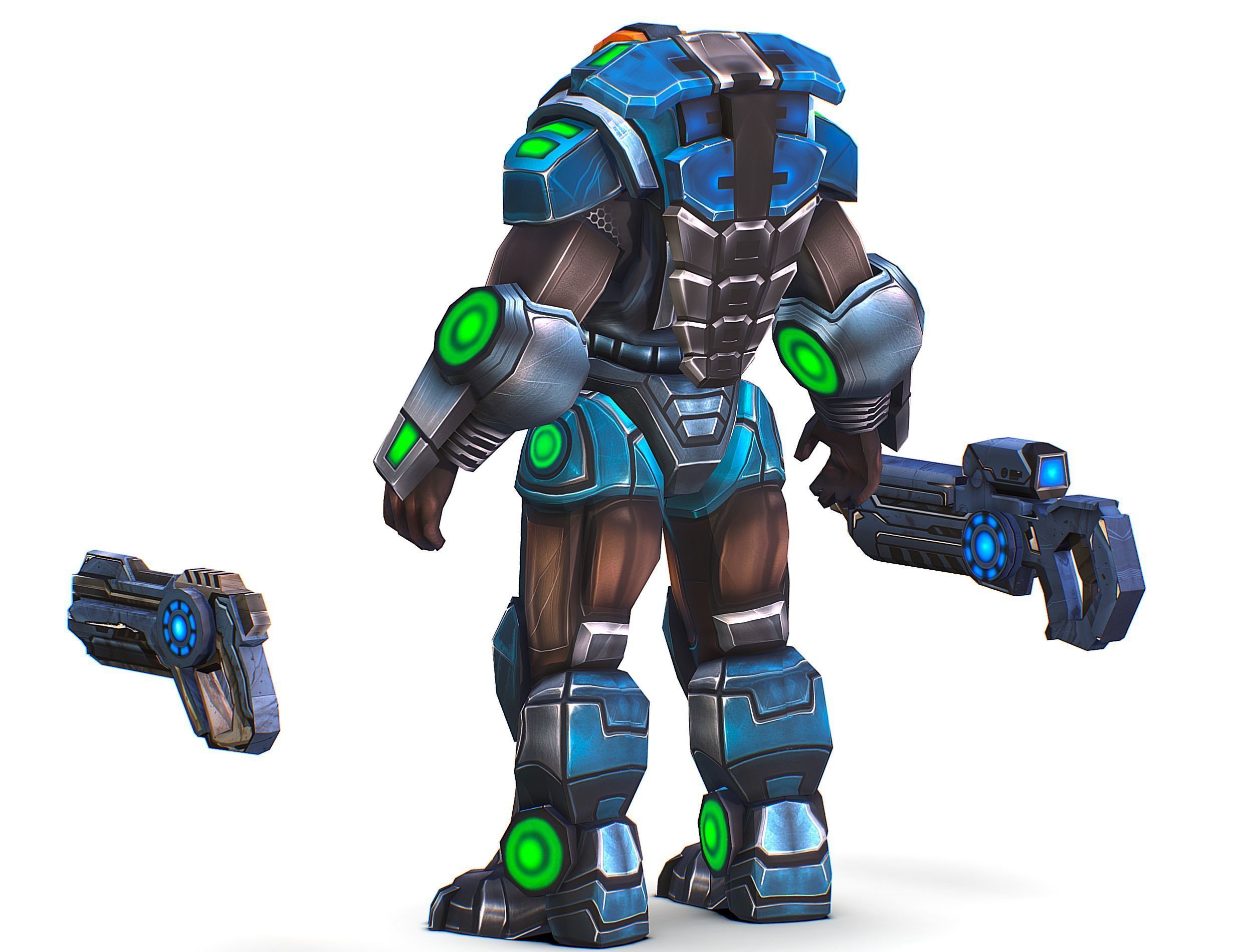 Cartoon Sci-Fi Cyborg Drone Trooper Soldier Low-poly 3D model_8