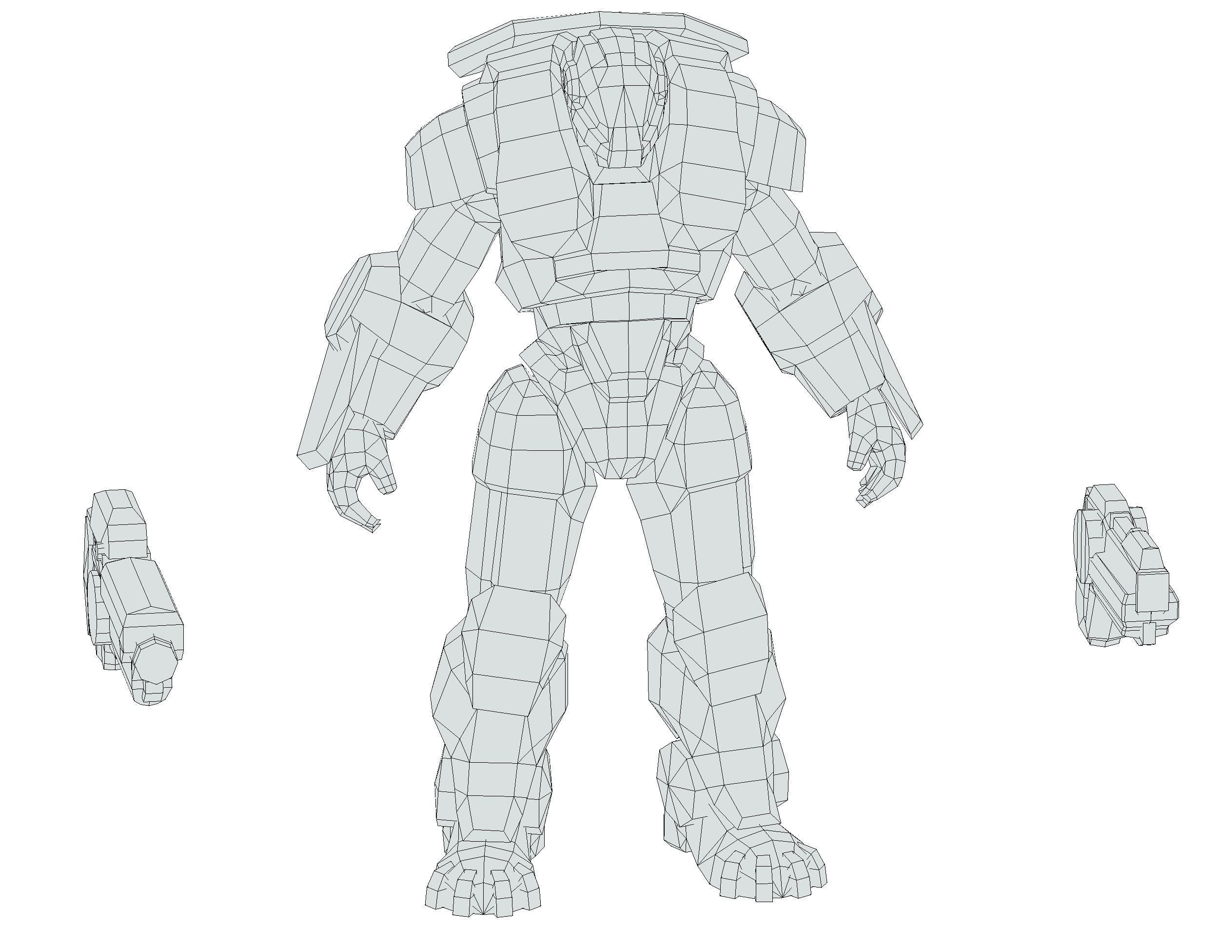 Cartoon Sci-Fi Cyborg Drone Trooper Soldier Low-poly 3D model_80