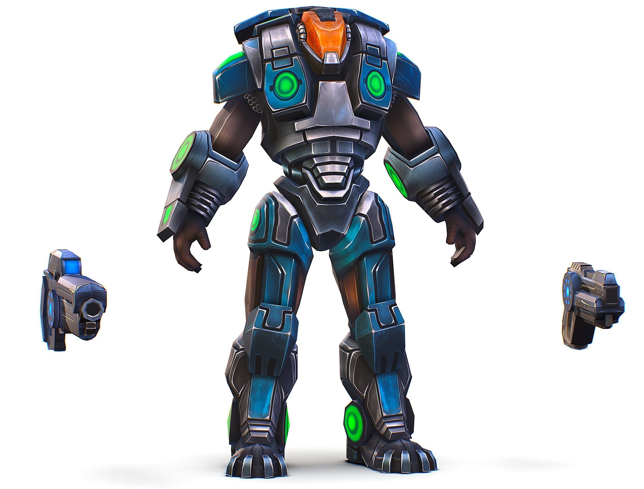 Cartoon Sci-Fi Cyborg Drone Trooper Soldier Low-poly 3D model_16