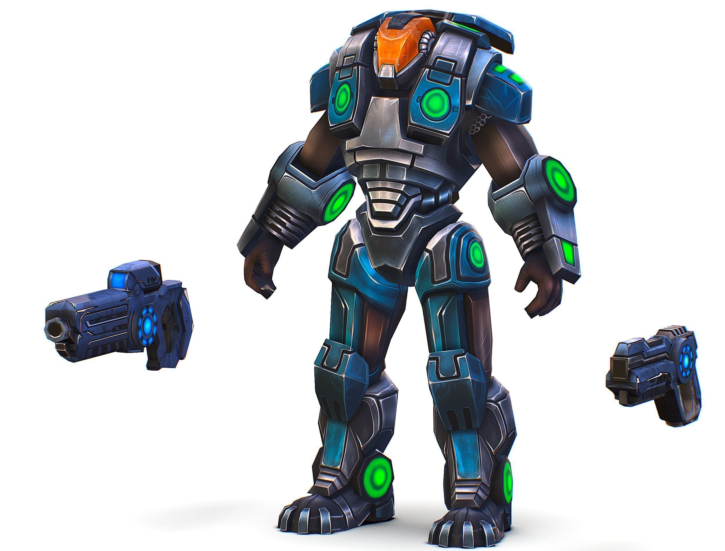 Cartoon Sci-Fi Cyborg Drone Trooper Soldier Low-poly 3D model_3