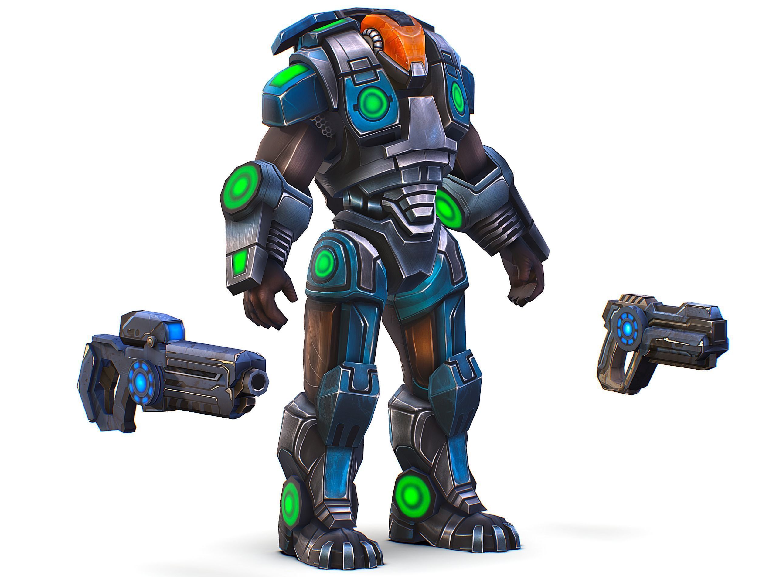 Cartoon Sci-Fi Cyborg Drone Trooper Soldier Low-poly 3D model_15