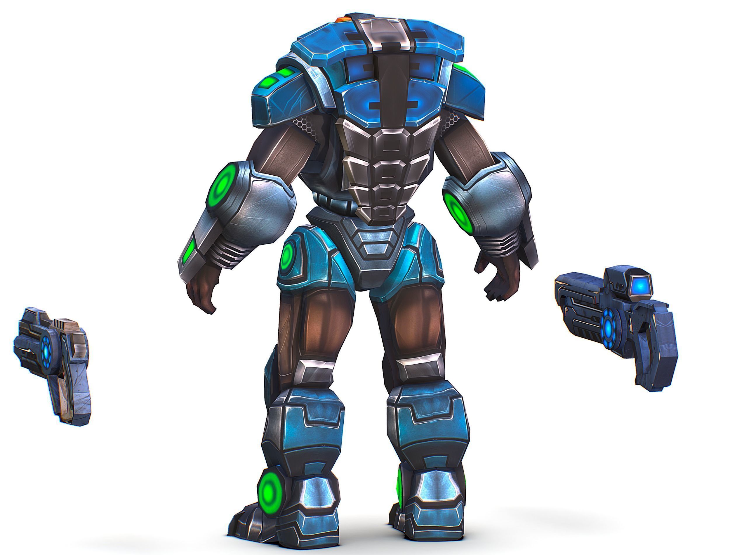 Cartoon Sci-Fi Cyborg Drone Trooper Soldier Low-poly 3D model_9