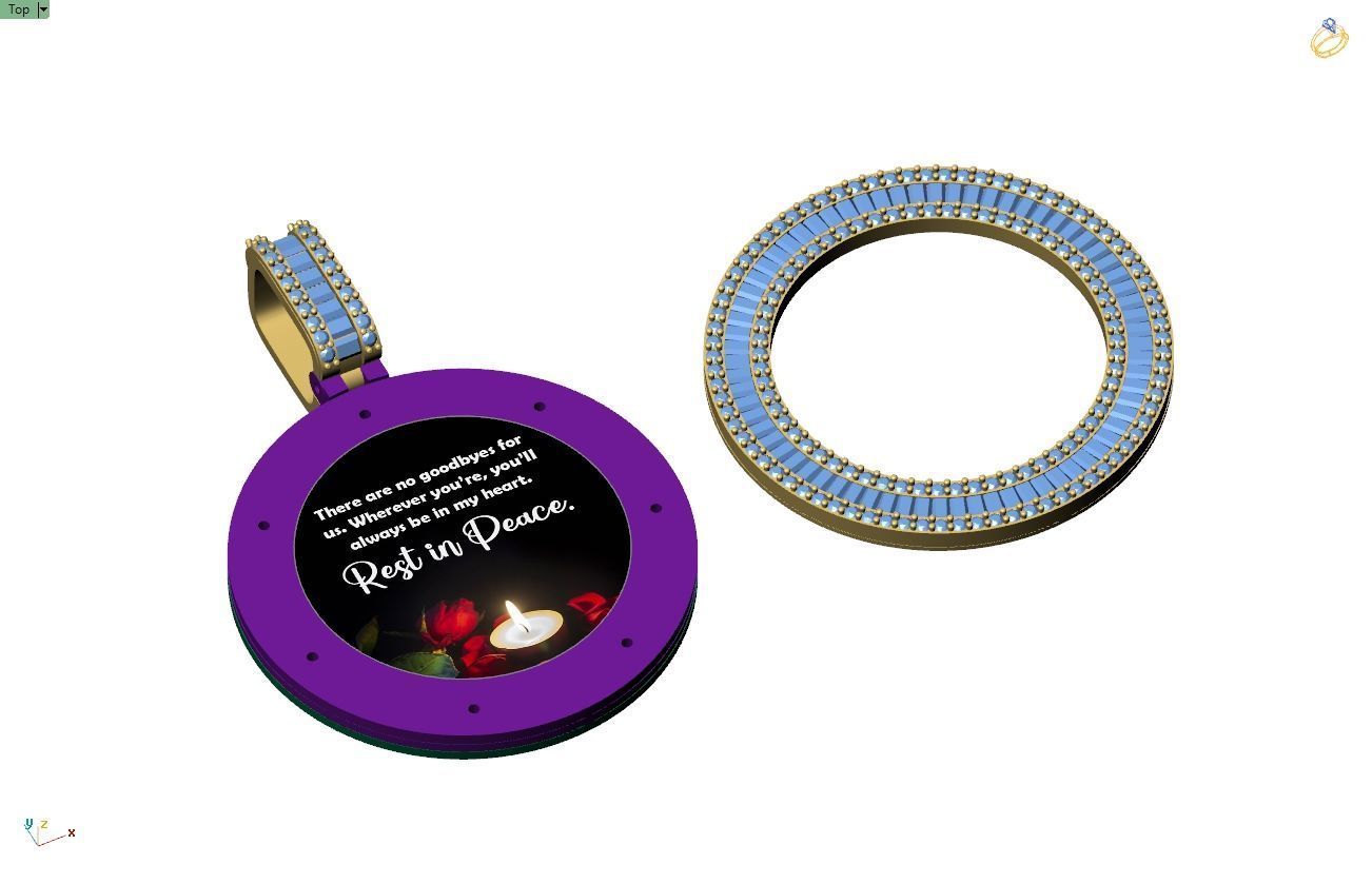 Custom  Picture Pendant  - Memory Picture diamond Necklace   3D print model_12