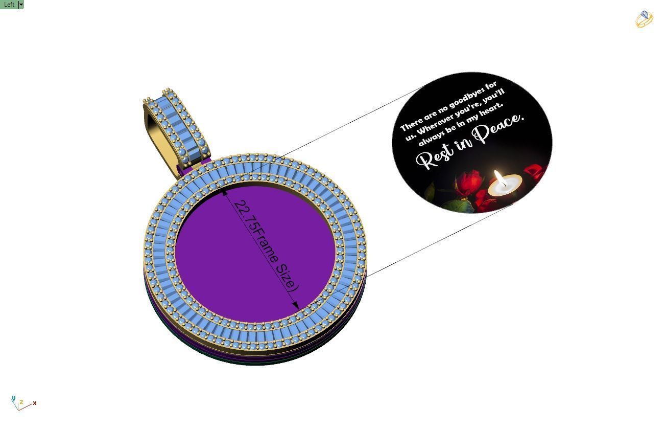 Custom  Picture Pendant  - Memory Picture diamond Necklace   3D print model_11