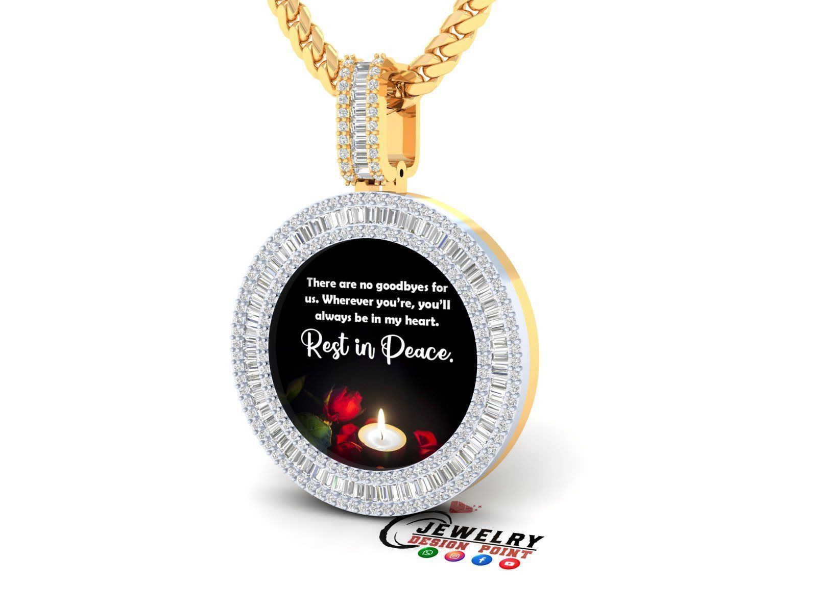 Custom  Picture Pendant  - Memory Picture diamond Necklace   3D print model_2