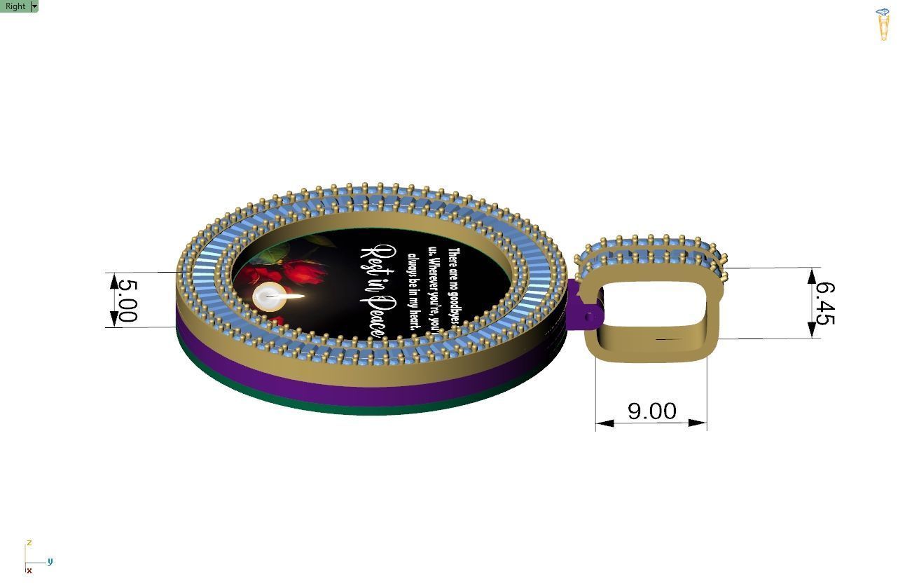 Custom  Picture Pendant  - Memory Picture diamond Necklace   3D print model_7