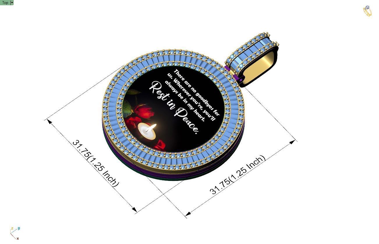 Custom  Picture Pendant  - Memory Picture diamond Necklace   3D print model_4