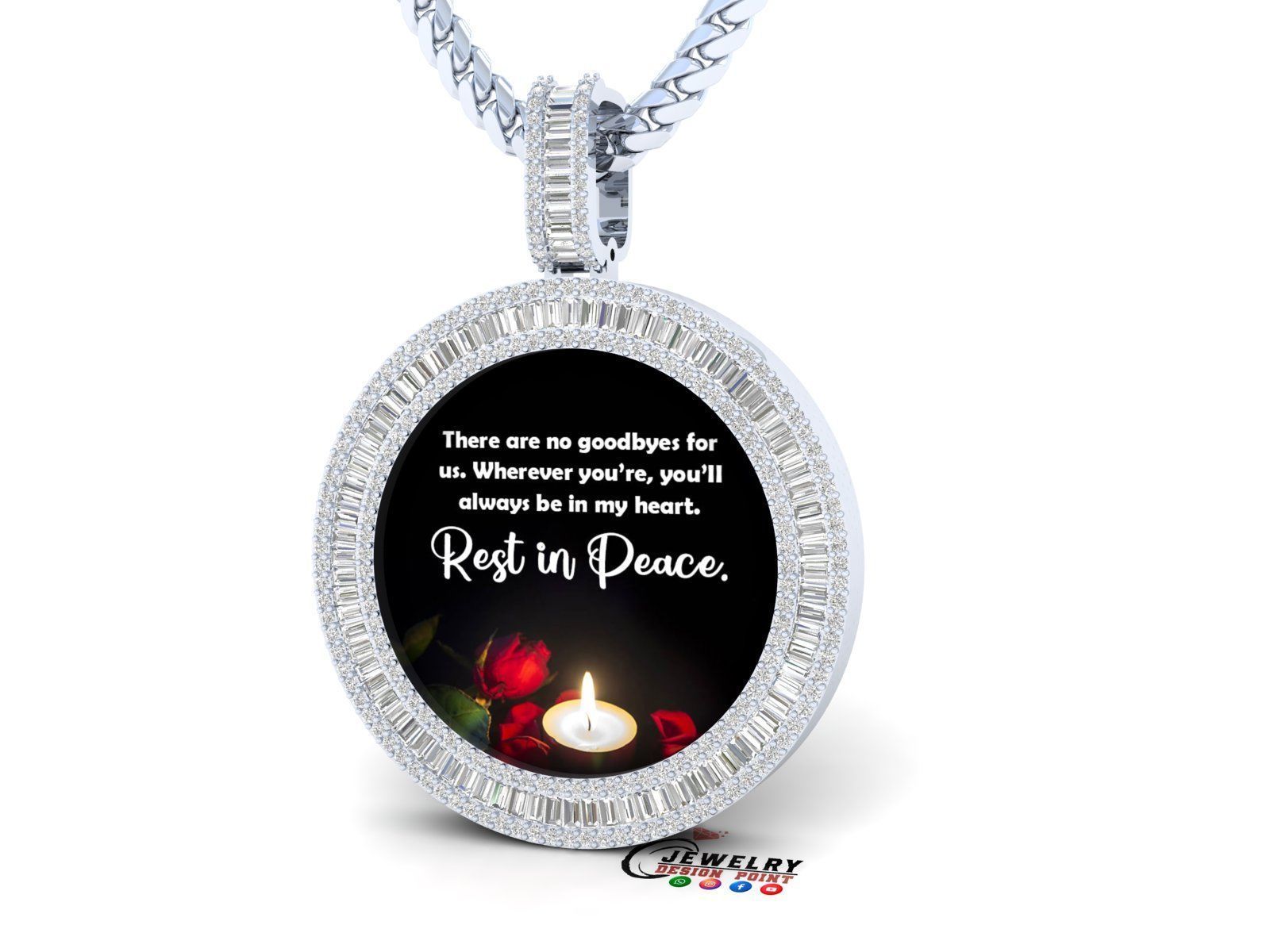 Custom  Picture Pendant  - Memory Picture diamond Necklace   3D print model_3