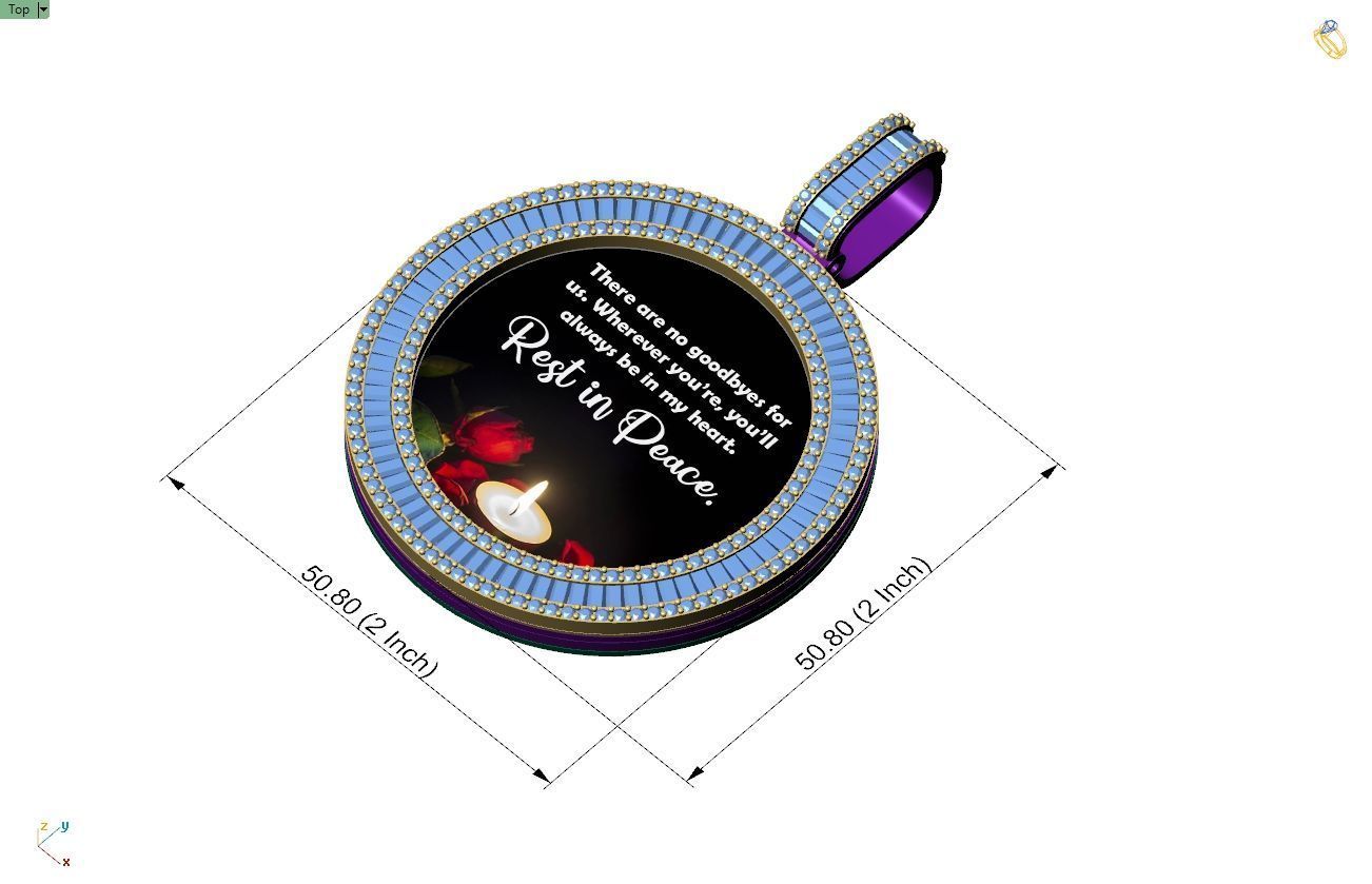 Custom  Picture Pendant  - Memory Picture diamond Necklace   3D print model_4