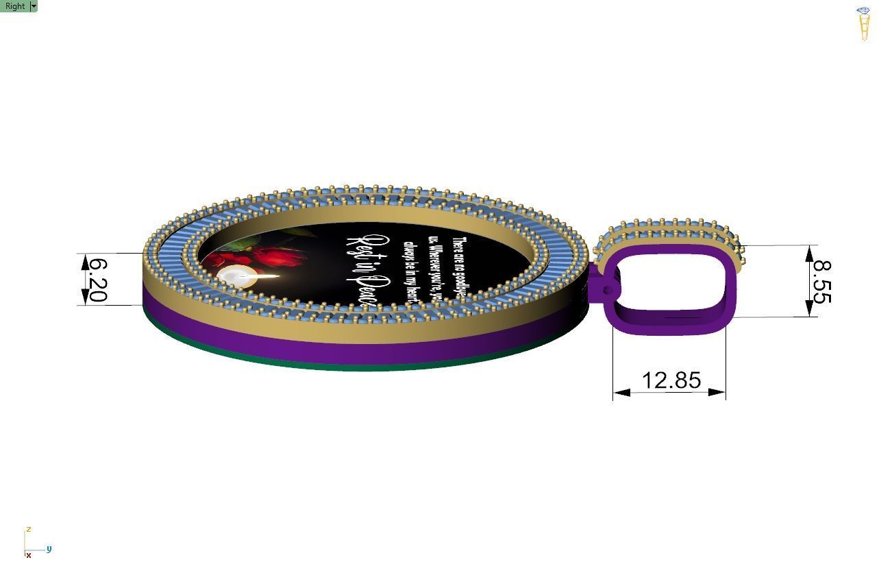 Custom  Picture Pendant  - Memory Picture diamond Necklace   3D print model_7