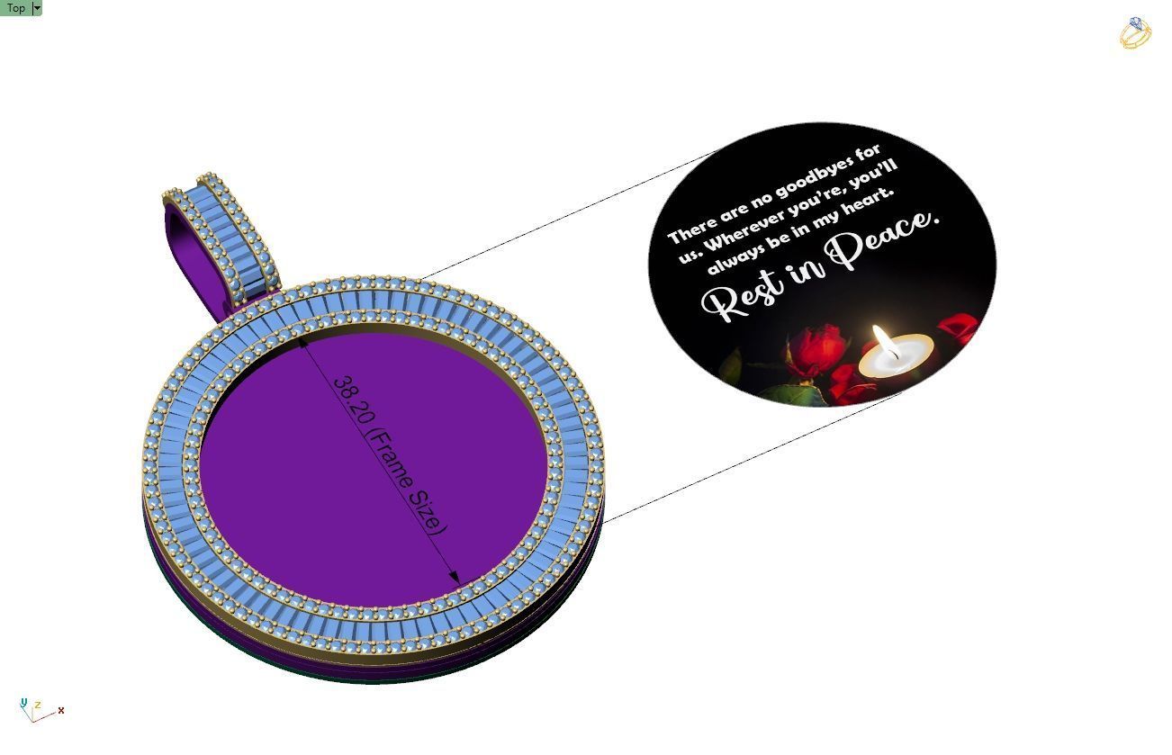 Custom  Picture Pendant  - Memory Picture diamond Necklace   3D print model_11