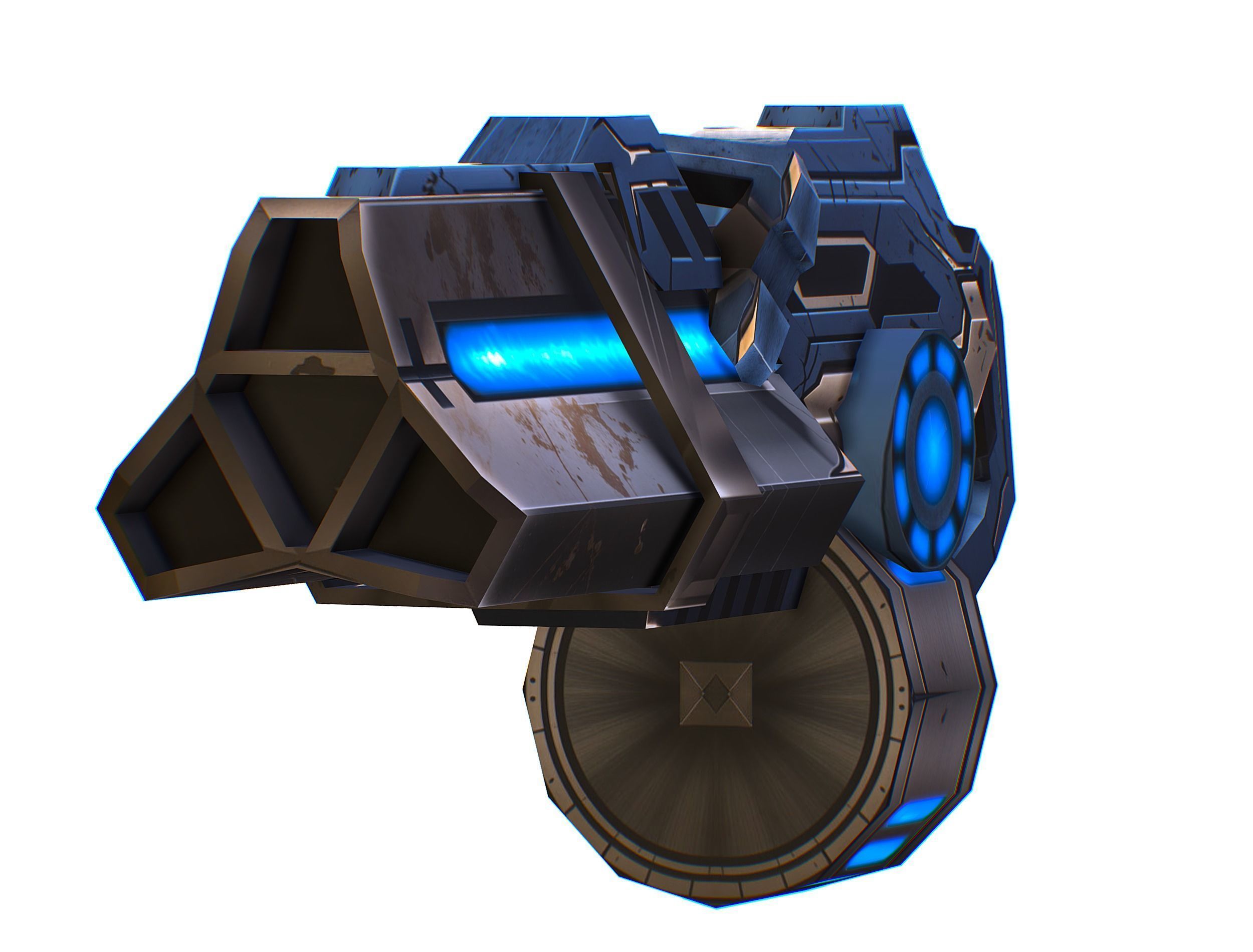 Cartoon Sci-Fi Cyborg Drone Heavy Machine Gunner Low-poly 3D model_61