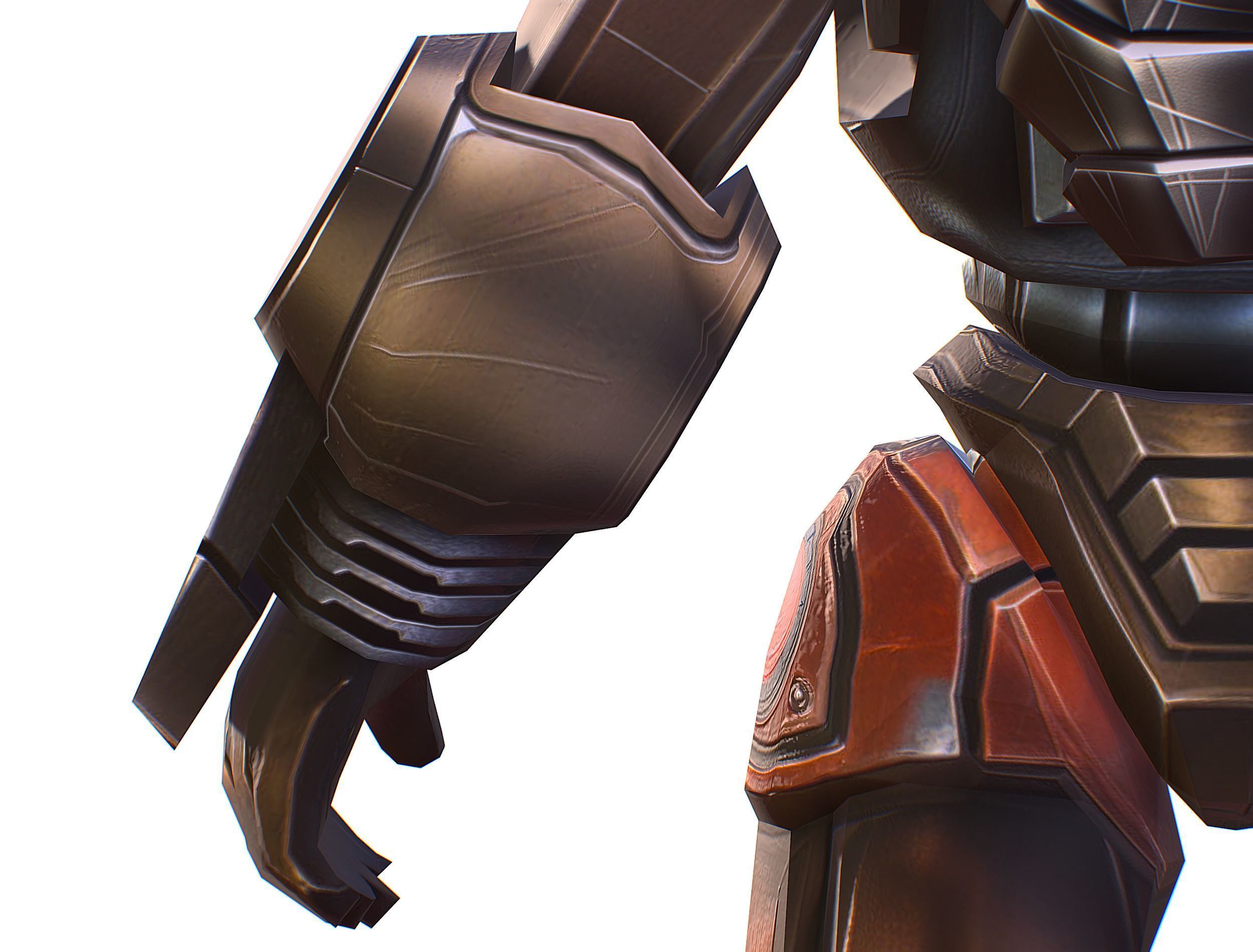 Cartoon Sci-Fi Cyborg Drone Heavy Machine Gunner Low-poly 3D model_26