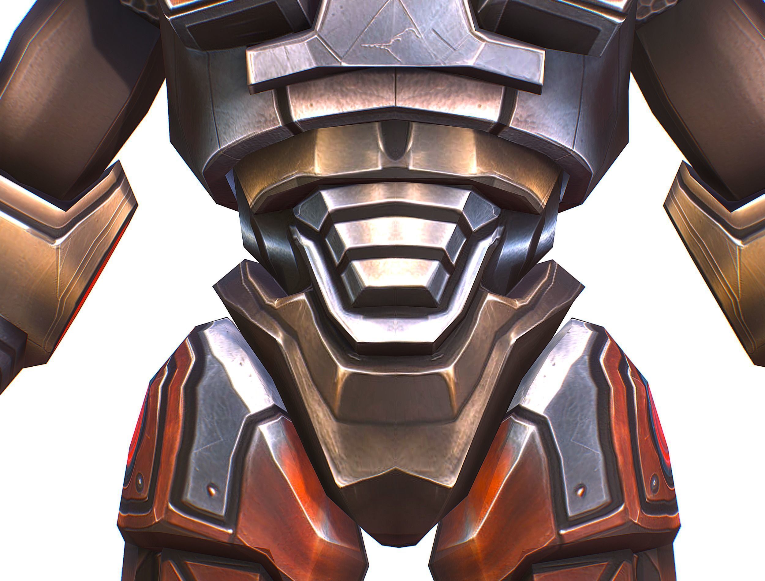 Cartoon Sci-Fi Cyborg Drone Heavy Machine Gunner Low-poly 3D model_18