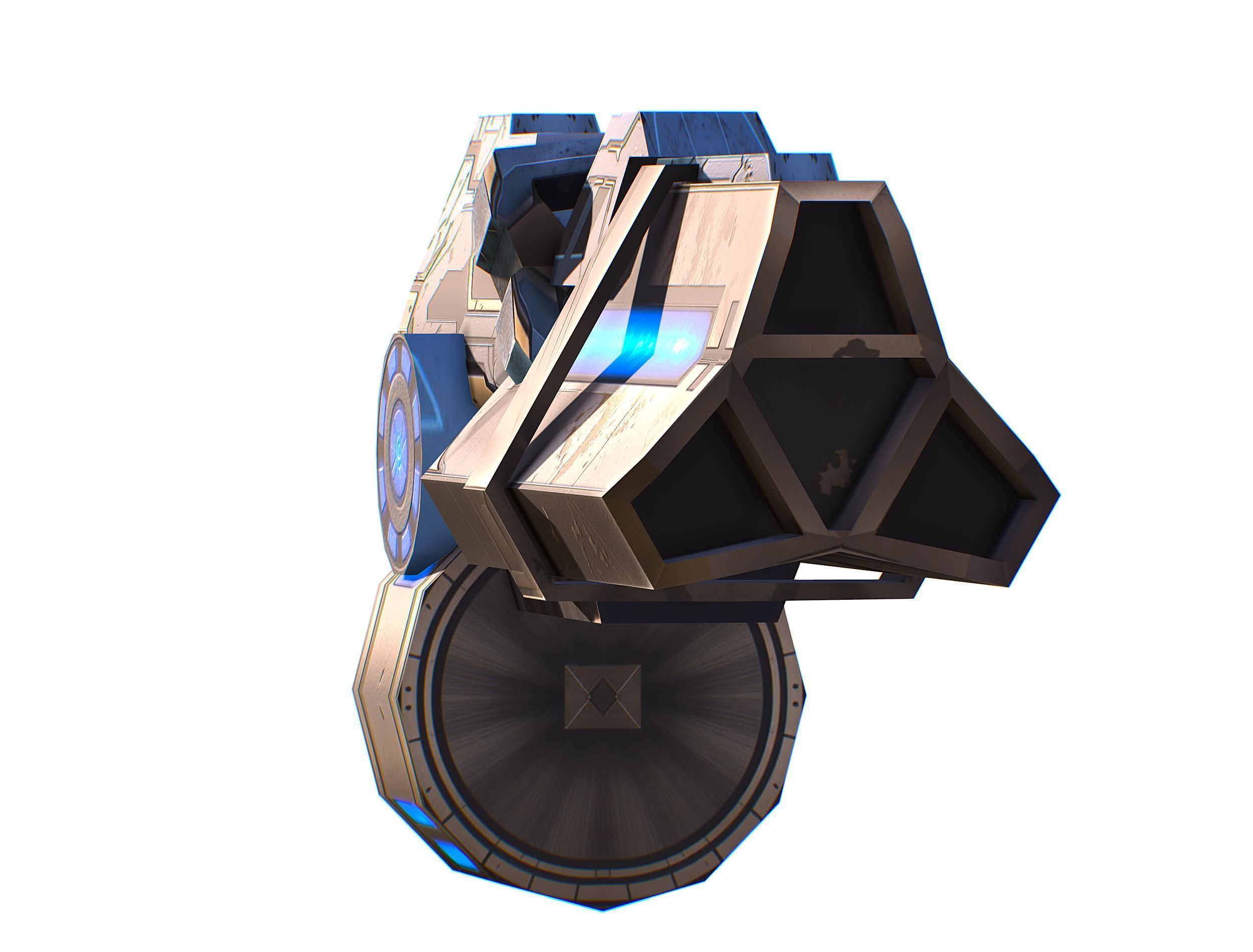 Cartoon Sci-Fi Cyborg Drone Heavy Machine Gunner Low-poly 3D model_59