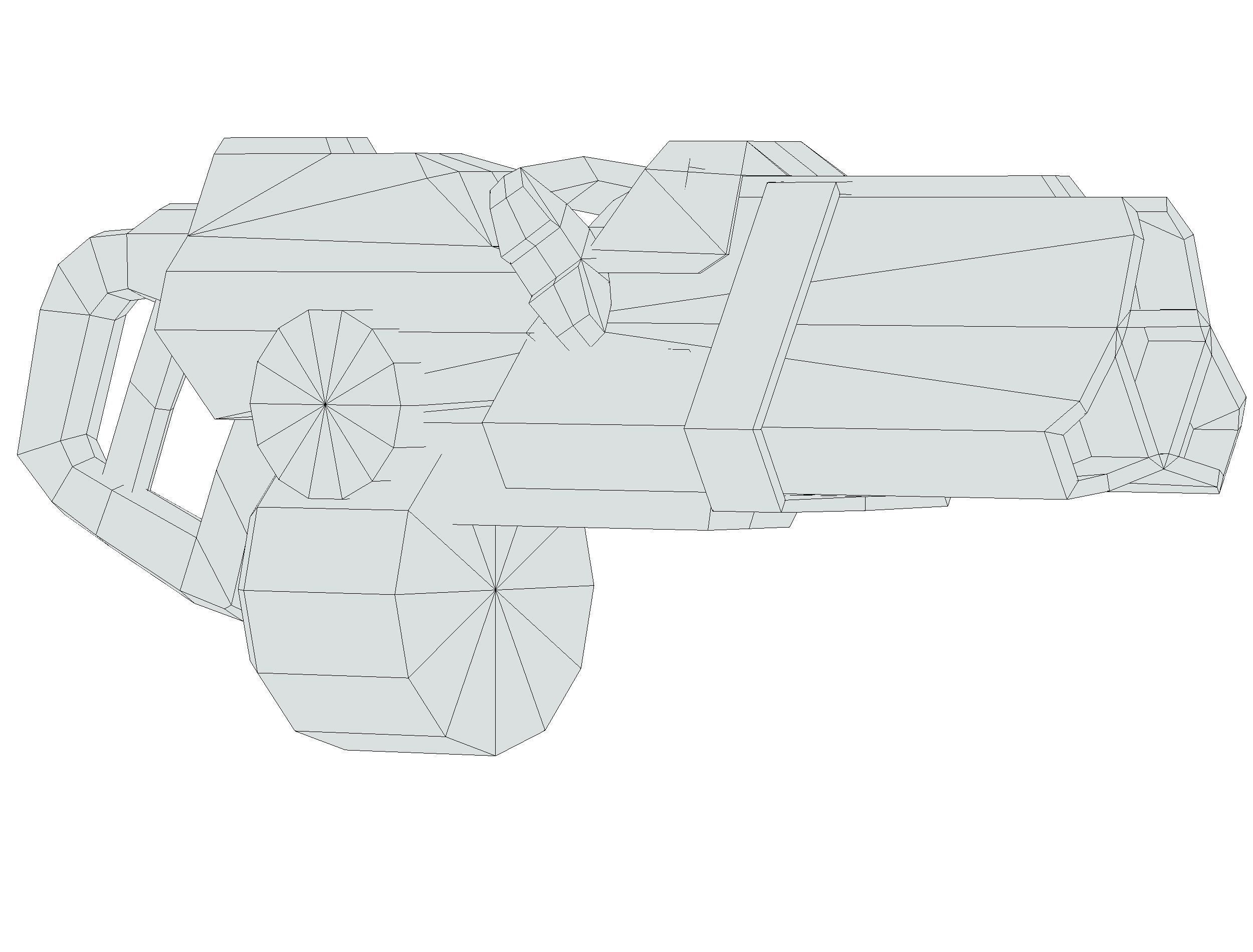 Cartoon Sci-Fi Cyborg Drone Heavy Machine Gunner Low-poly 3D model_75