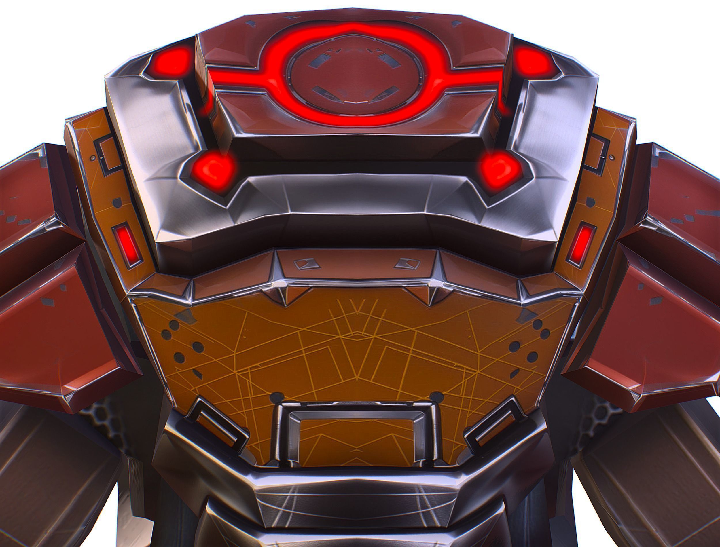 Cartoon Sci-Fi Cyborg Drone Heavy Machine Gunner Low-poly 3D model_24