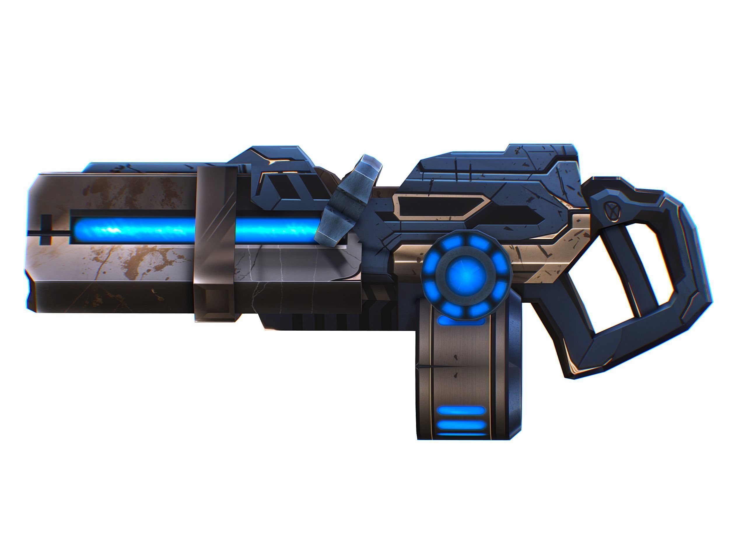 Cartoon Sci-Fi Cyborg Drone Heavy Machine Gunner Low-poly 3D model_64