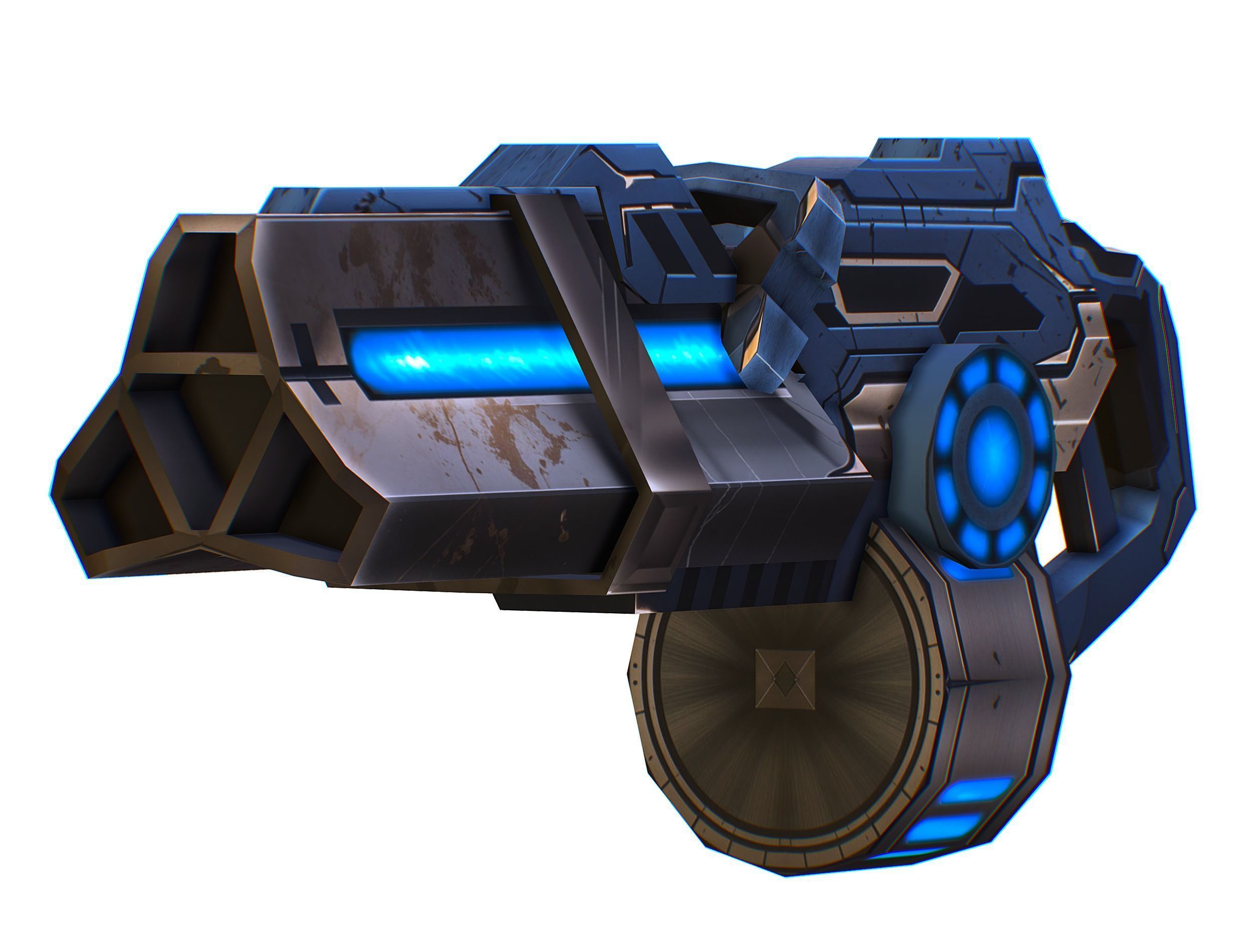 Cartoon Sci-Fi Cyborg Drone Heavy Machine Gunner Low-poly 3D model_62